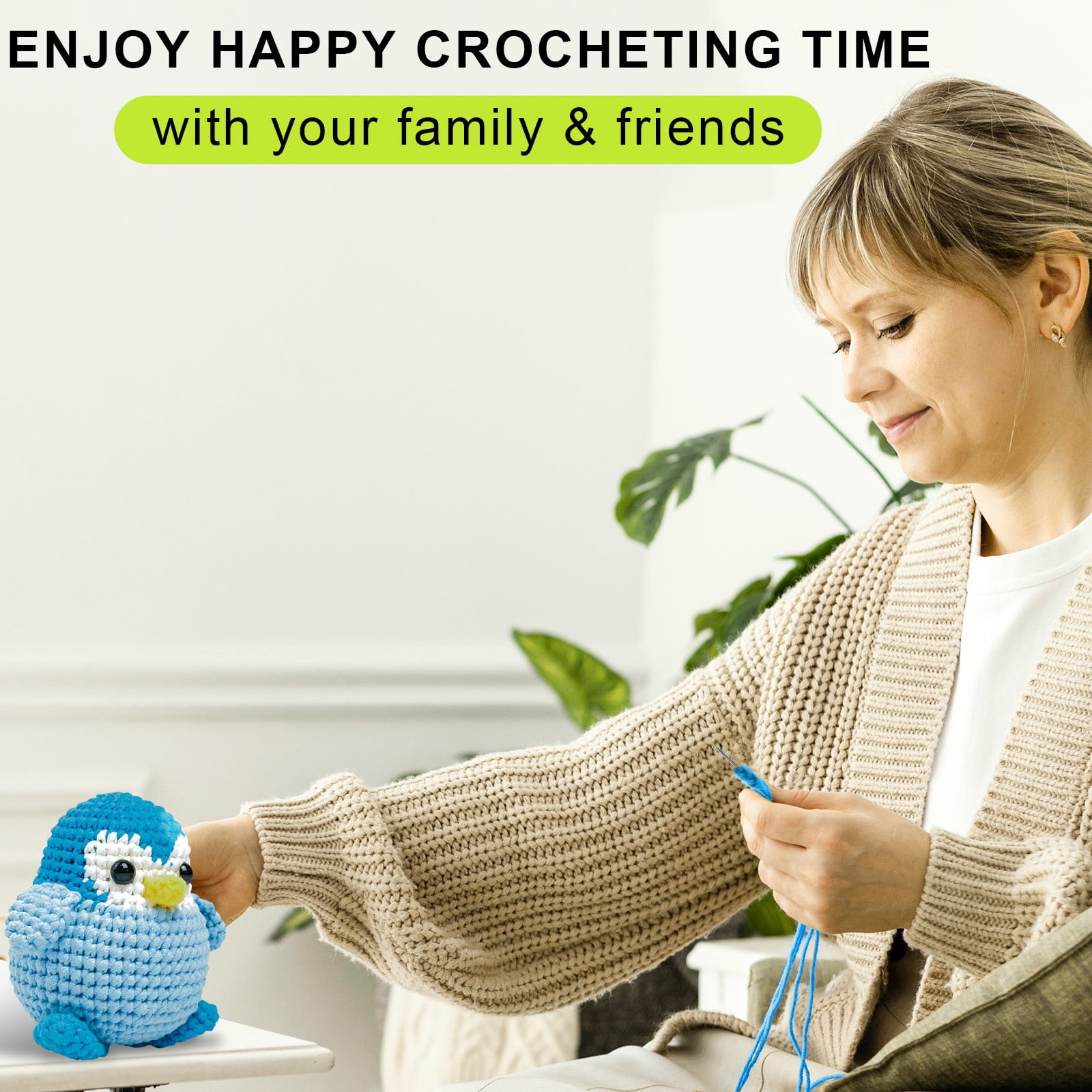 Tpzfurit Penguin Crochet Kit for Beginners, DIY Craft Activity Set with Yarn, Hook, and Instructions (1 Set) m2hhh