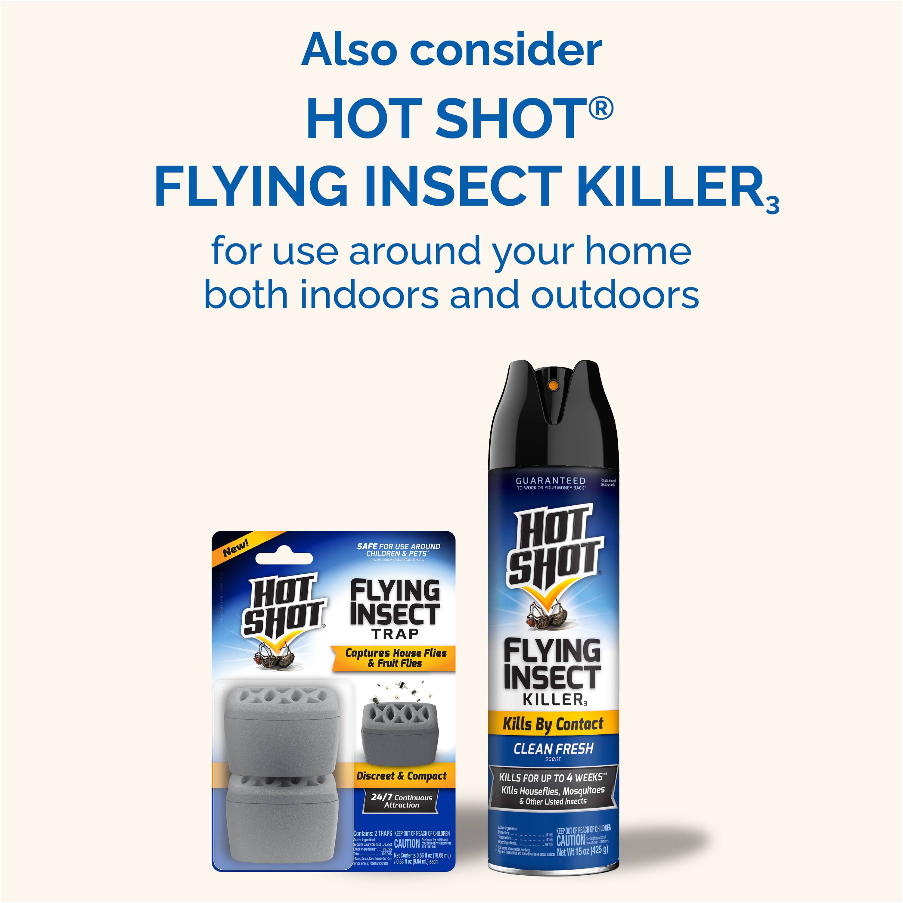 Hot Shot Flying Insect Killer Spray, Fast-Acting Indoor and Outdoor Pest Control (Clean Fresh Scent, 15 oz) 1mvlh