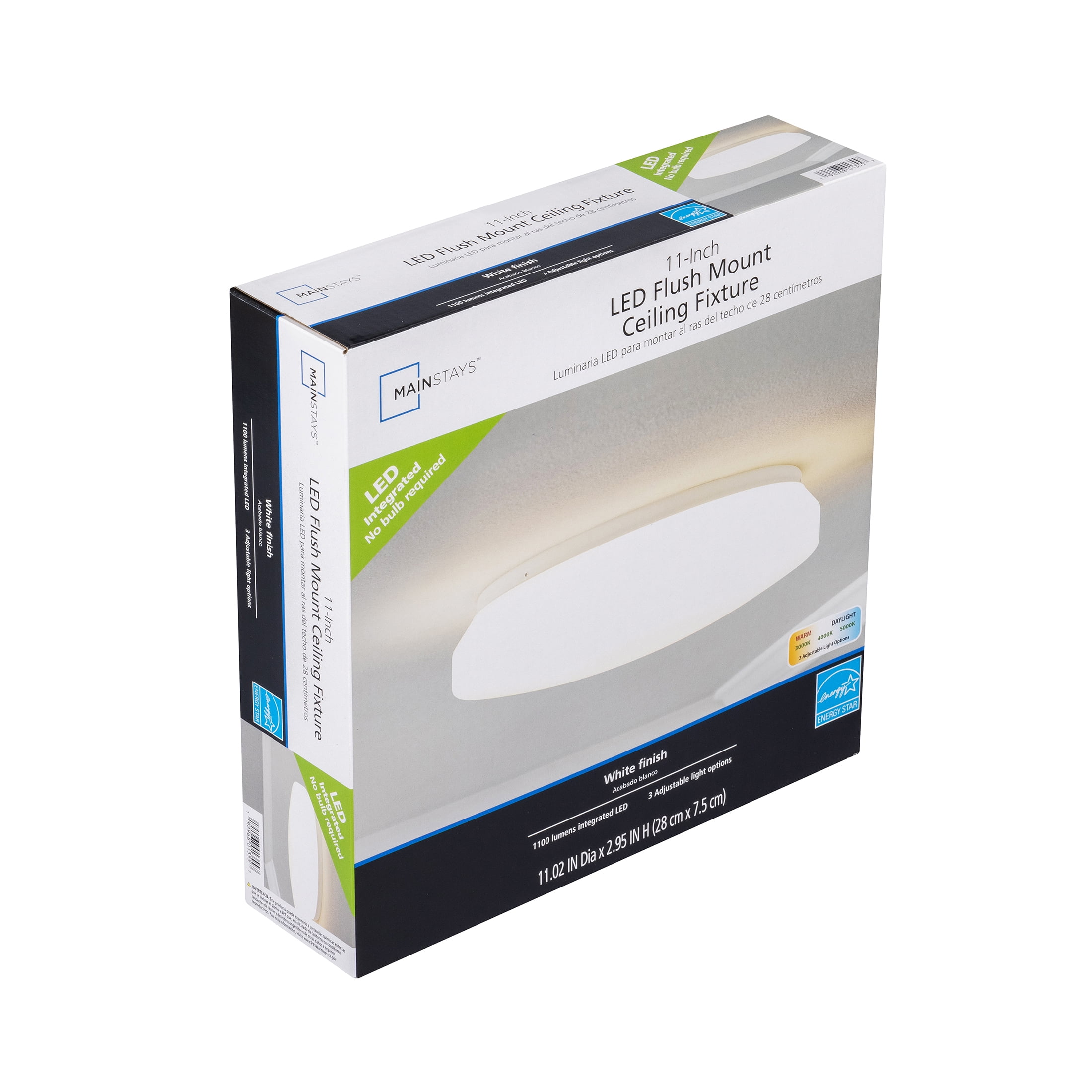 Mainstays Slim Integrated LED Flush Mount Ceiling Light (White, 11 in) pgwxk