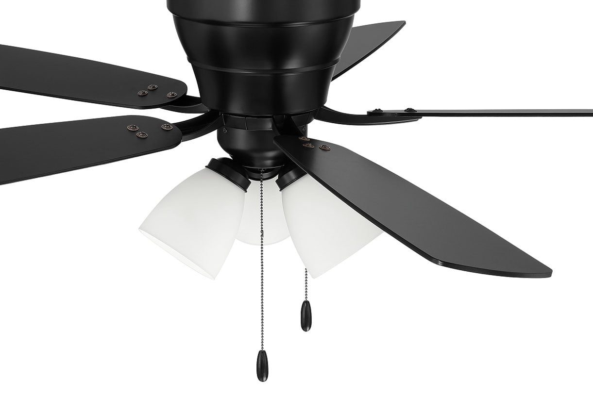 Craftmade Wheeler 5-Blade Flush Mount Ceiling Fan with Integrated Light (Flat Black, 52 in) xr8mh