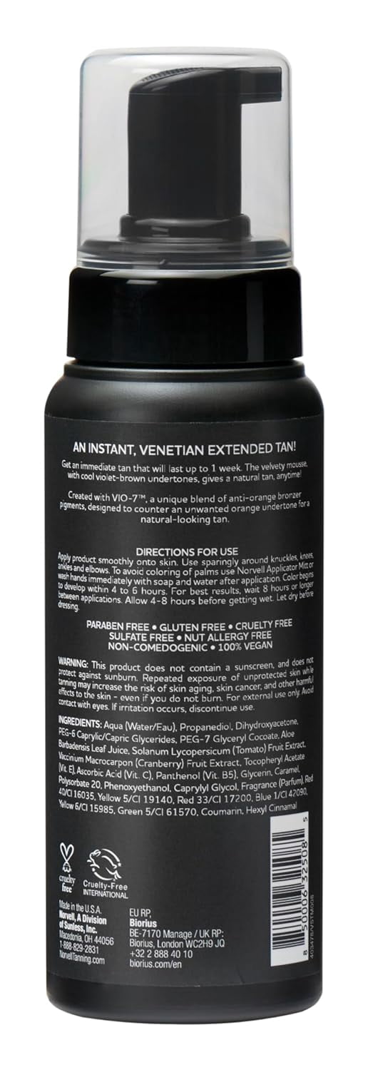 Norvell Venetian Self-Tanning Mousse with Bronzer (Dark, 8 fl oz) b23hw