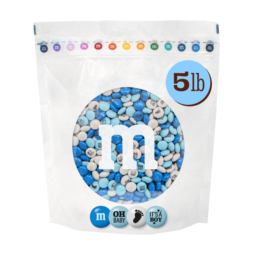 M&M'S Milk Chocolate Candy for Baby Shower and Gender Reveal (Blue and White, 5 lb) v1u6m