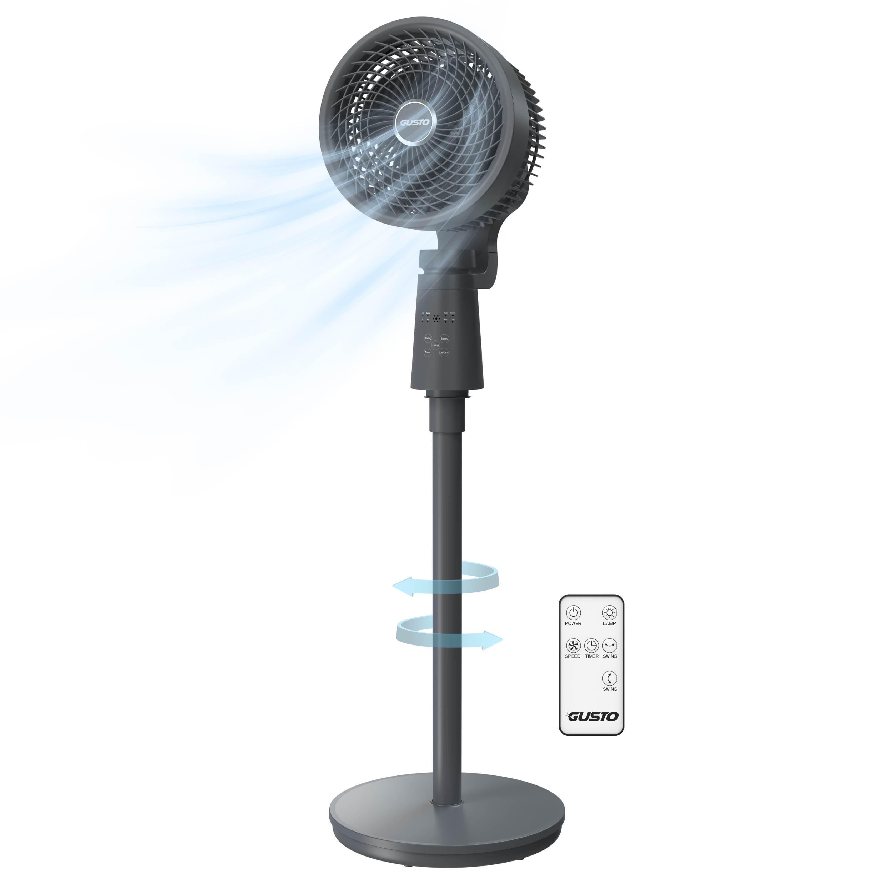GUSTO 40W Oscillating Pedestal Fan with Remote and Adjustable Timer (Grey, 12 in) bdqug