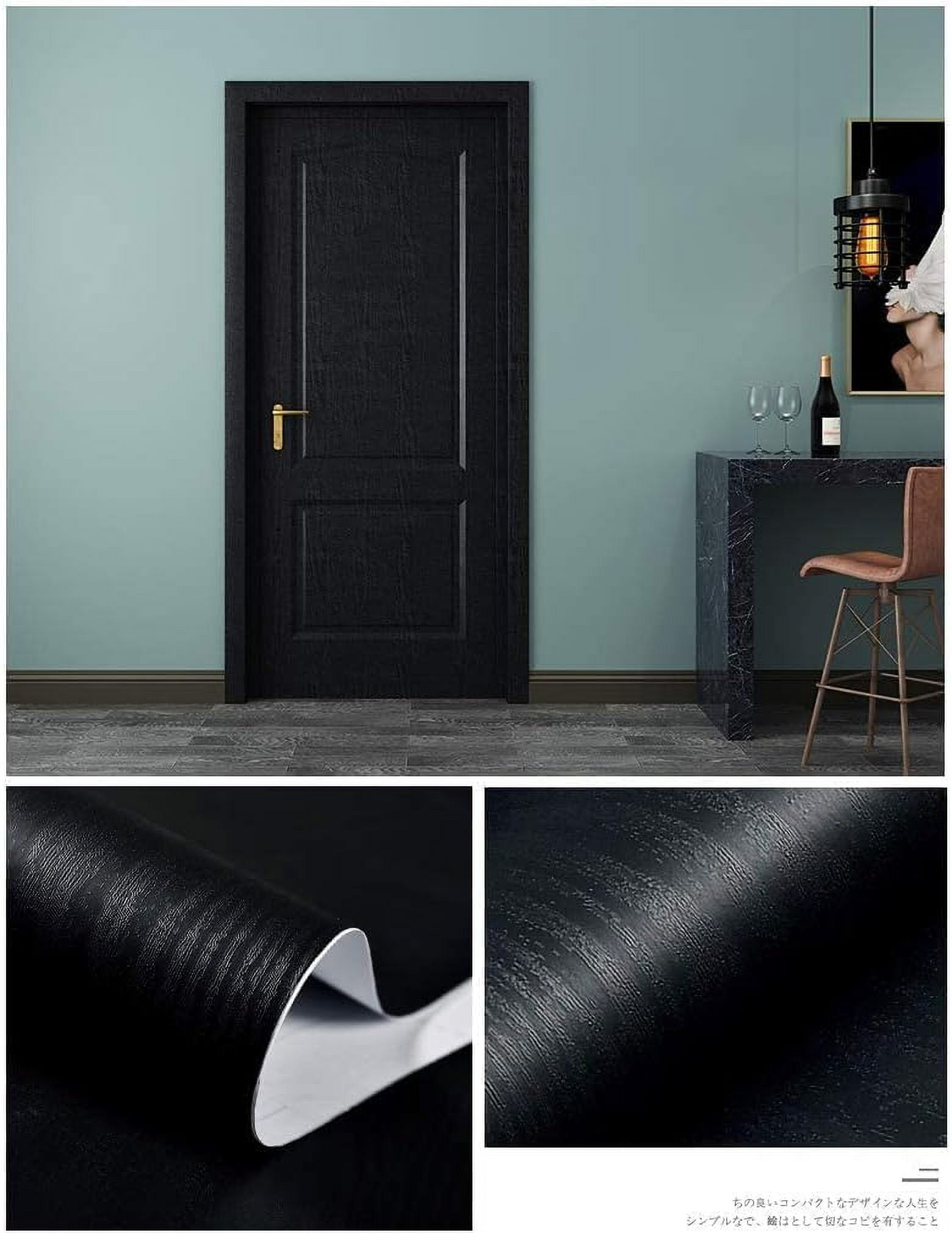 Genreen Wood Grain Contact Paper, Self-Adhesive Removable Vinyl Wallpaper for Kitchen Cabinets and Furniture (Black, 17.7 in x 118 in) nhsw7