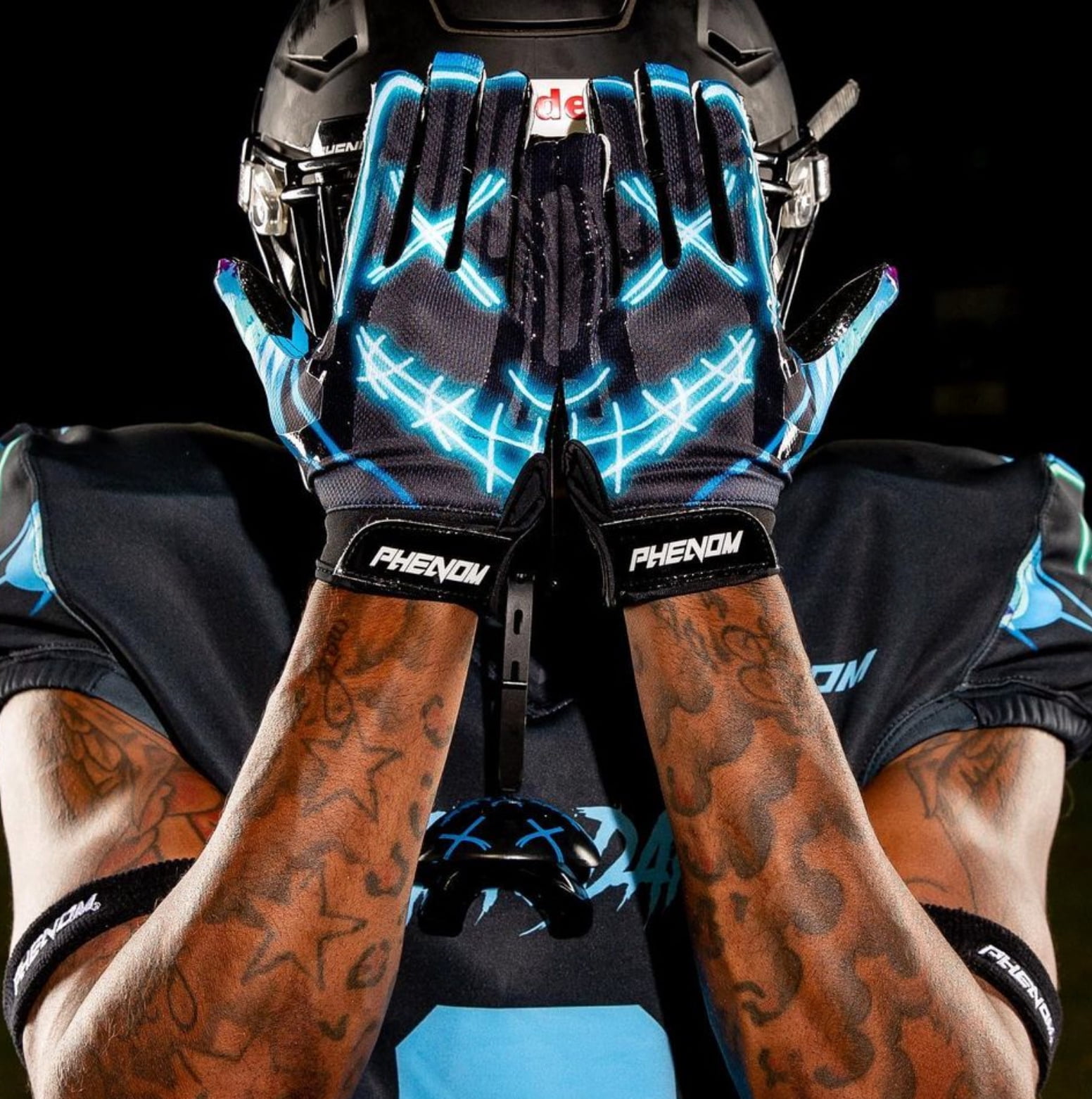 Phenom Elite AfterDark Football Gloves (Blue, Adult Large) jl7jz