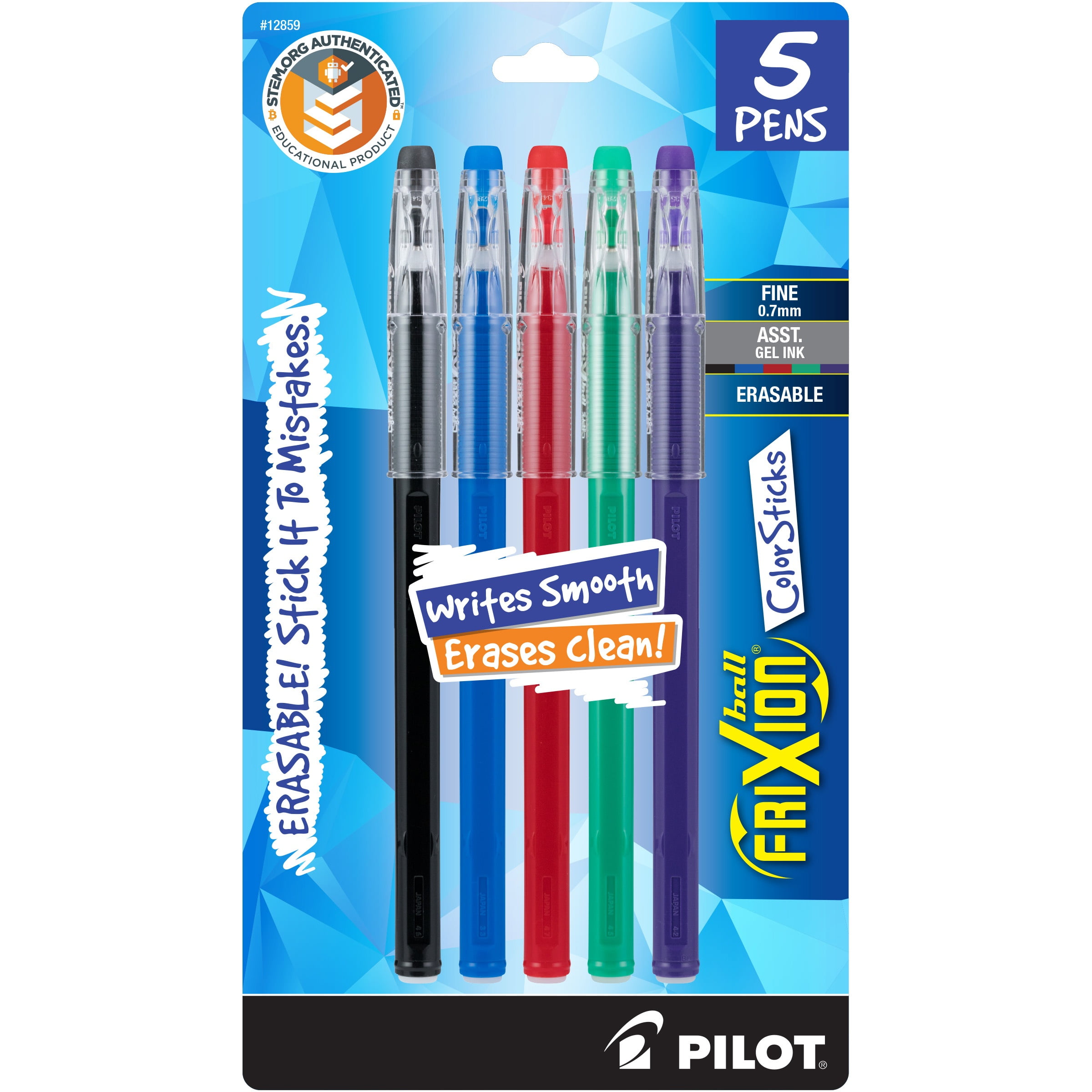Pilot FriXion ColorSticks Erasable Gel Pens, Smooth Writing Thermo-Sensitive Ink (Assorted Colors, 5 Pack) a7d8o