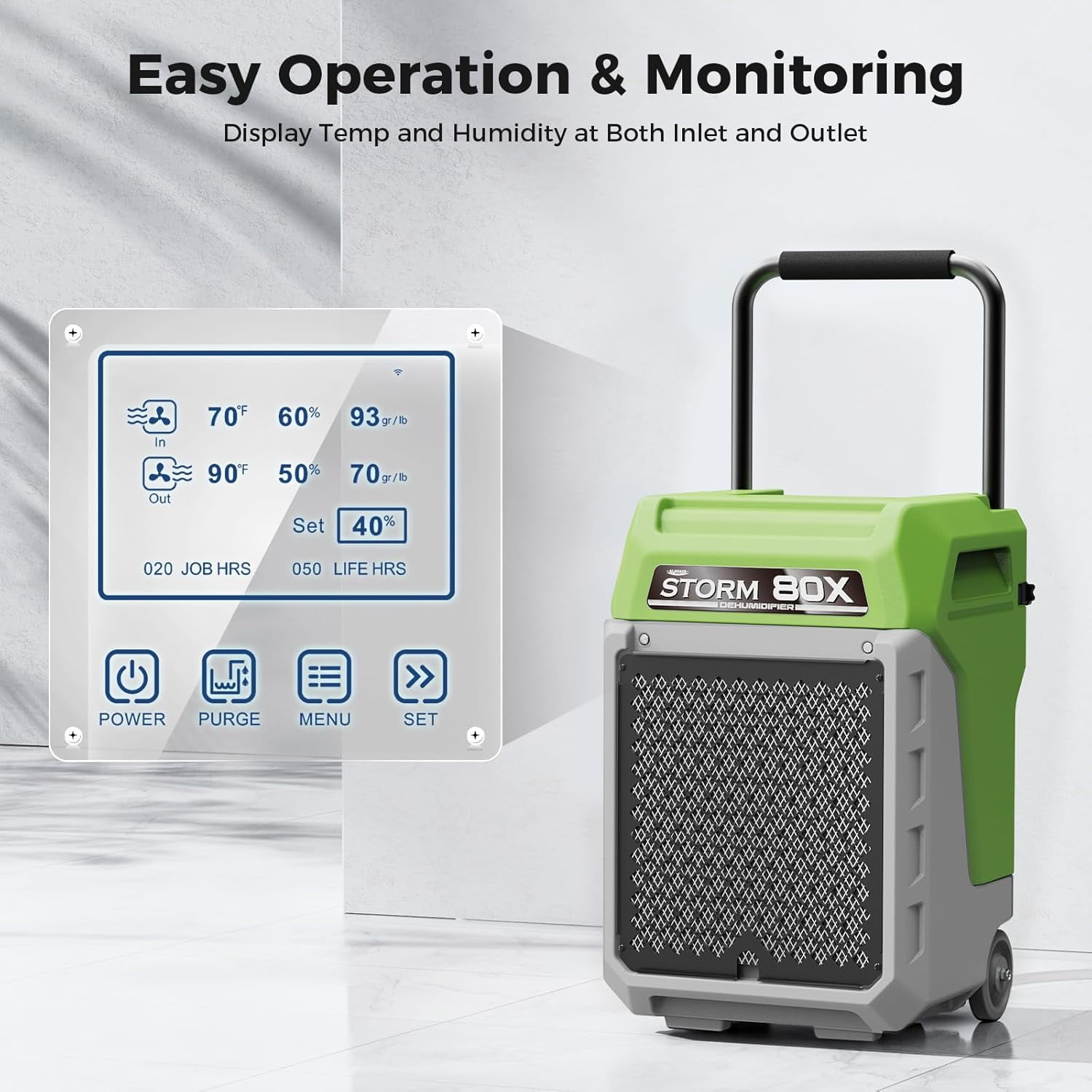 AlorAir Commercial LGR Dehumidifier with Pump and Drain Hose (Green, 170 Pints) k65ns