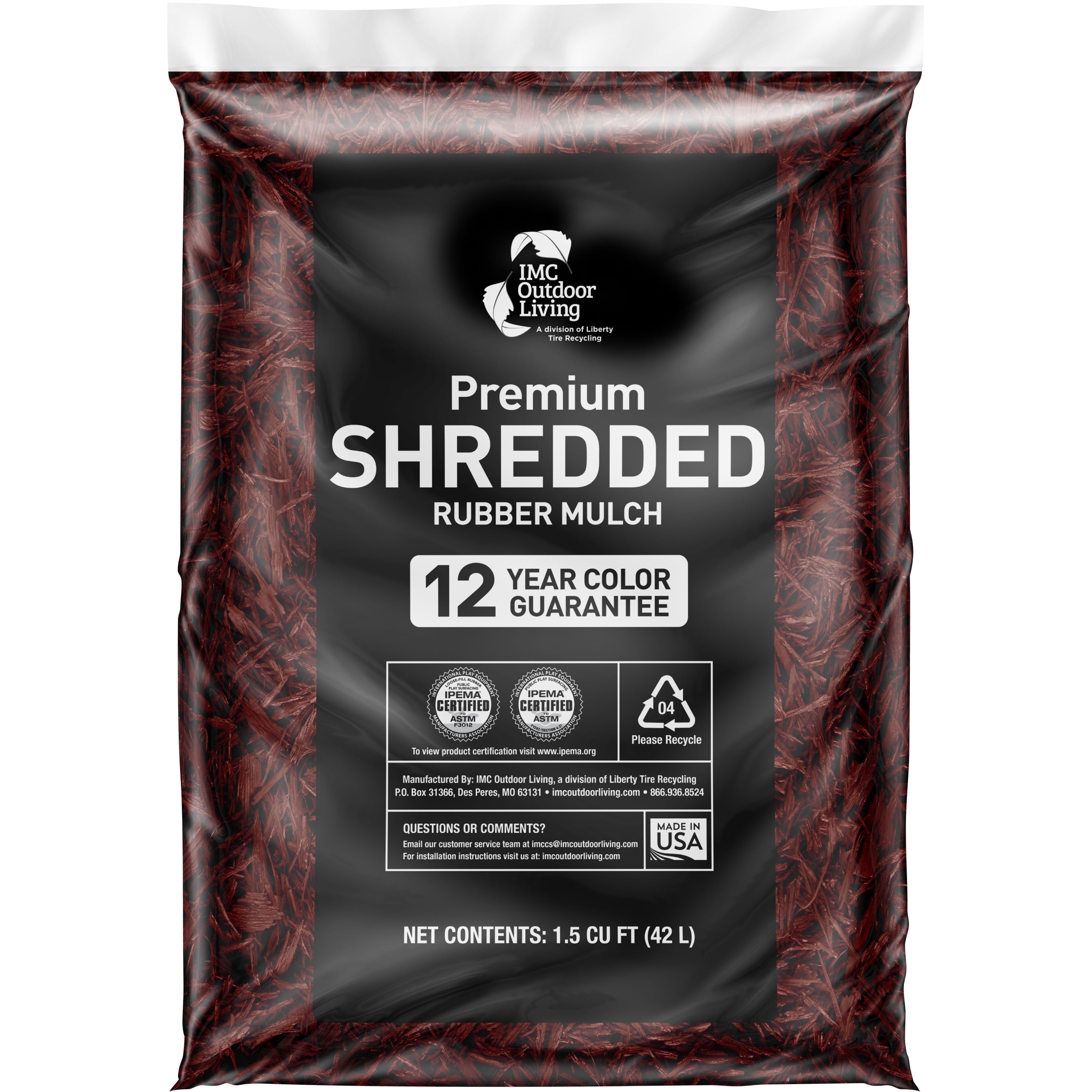 GroundSmart Shredded Rubber Mulch for Landscaping and Playgrounds (Red, 1.5 cu ft) ly172