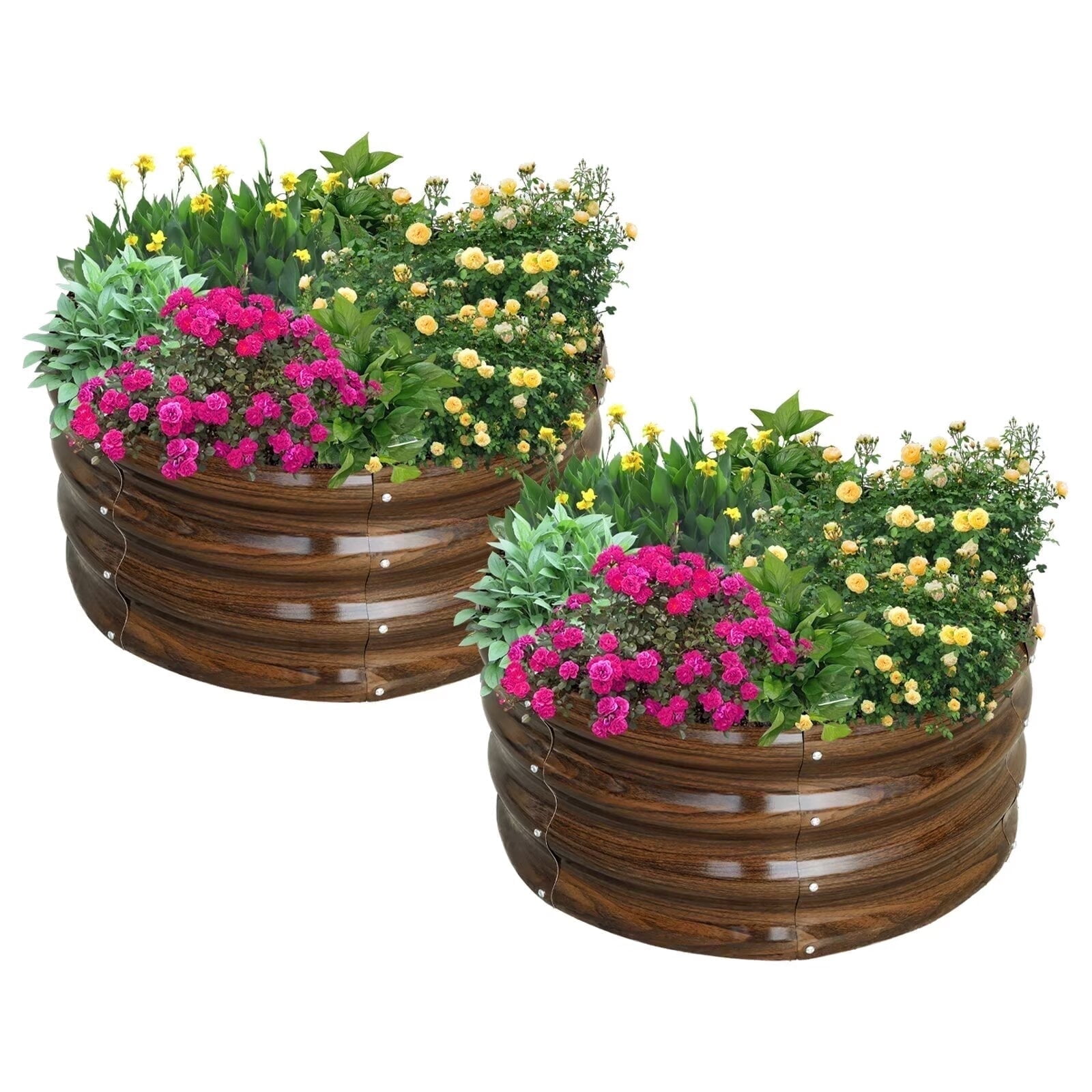 SnugNiture Galvanized Raised Garden Bed Kit, Heavy-Duty Steel Planter for Vegetables and Flowers (Brown, 2ft x 2ft x 1ft, 2 Pack) y3oh2