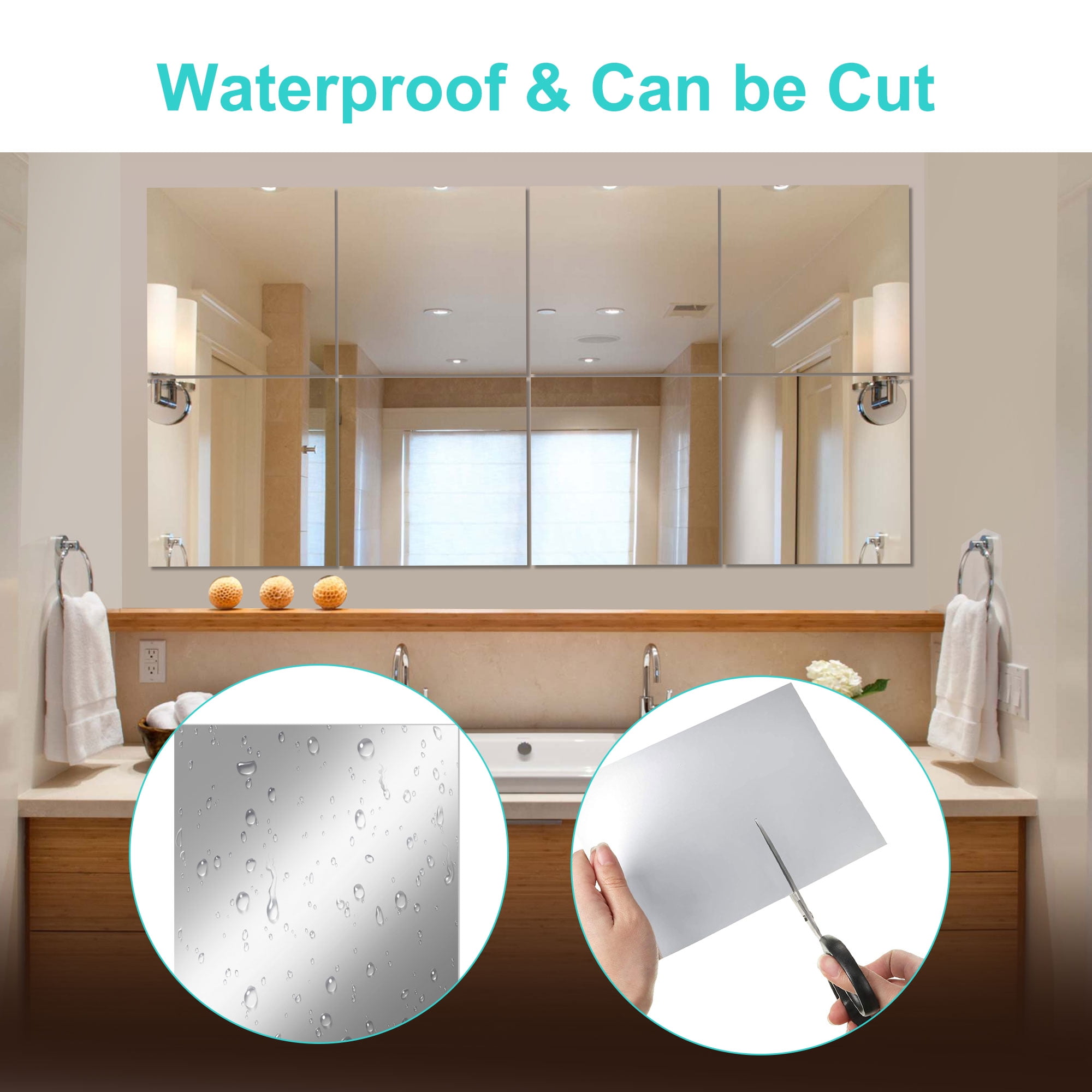 TSV Flexible Mirror Sheets Self-Adhesive Non-Glass Wall Tiles DIY Decor (12 Pieces, 6x6 in and 9x6 in) tjrgr