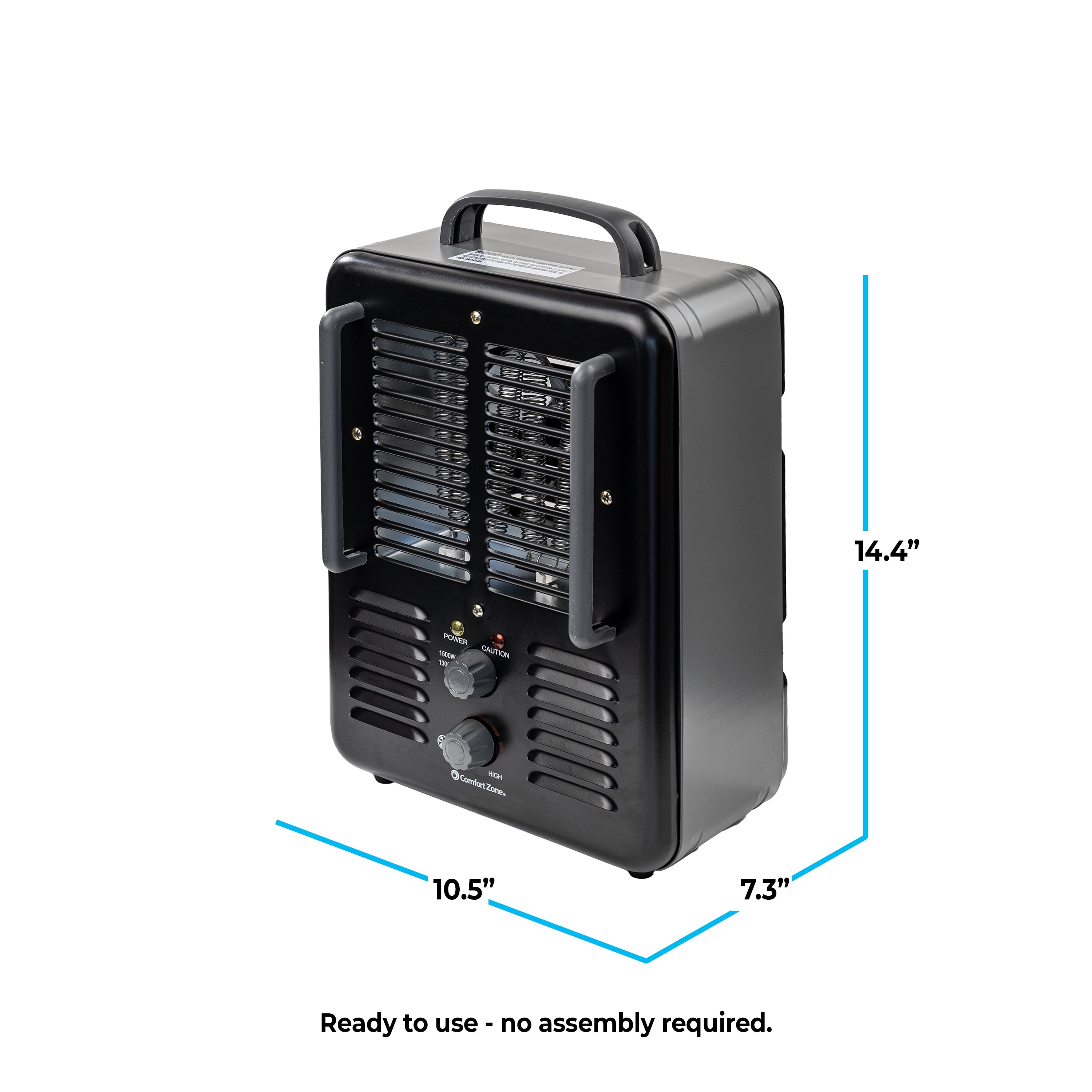 Comfort Zone Milkhouse Utility Space Heater with Adjustable Thermostat (Black, 1500 Watt) vwdzo