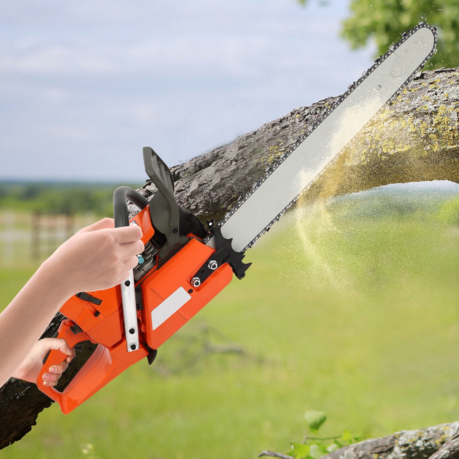Generic 24 in 72CC Gas Chainsaw High-Power Wood Cutting Tool (Orange, 24 in) fldkm