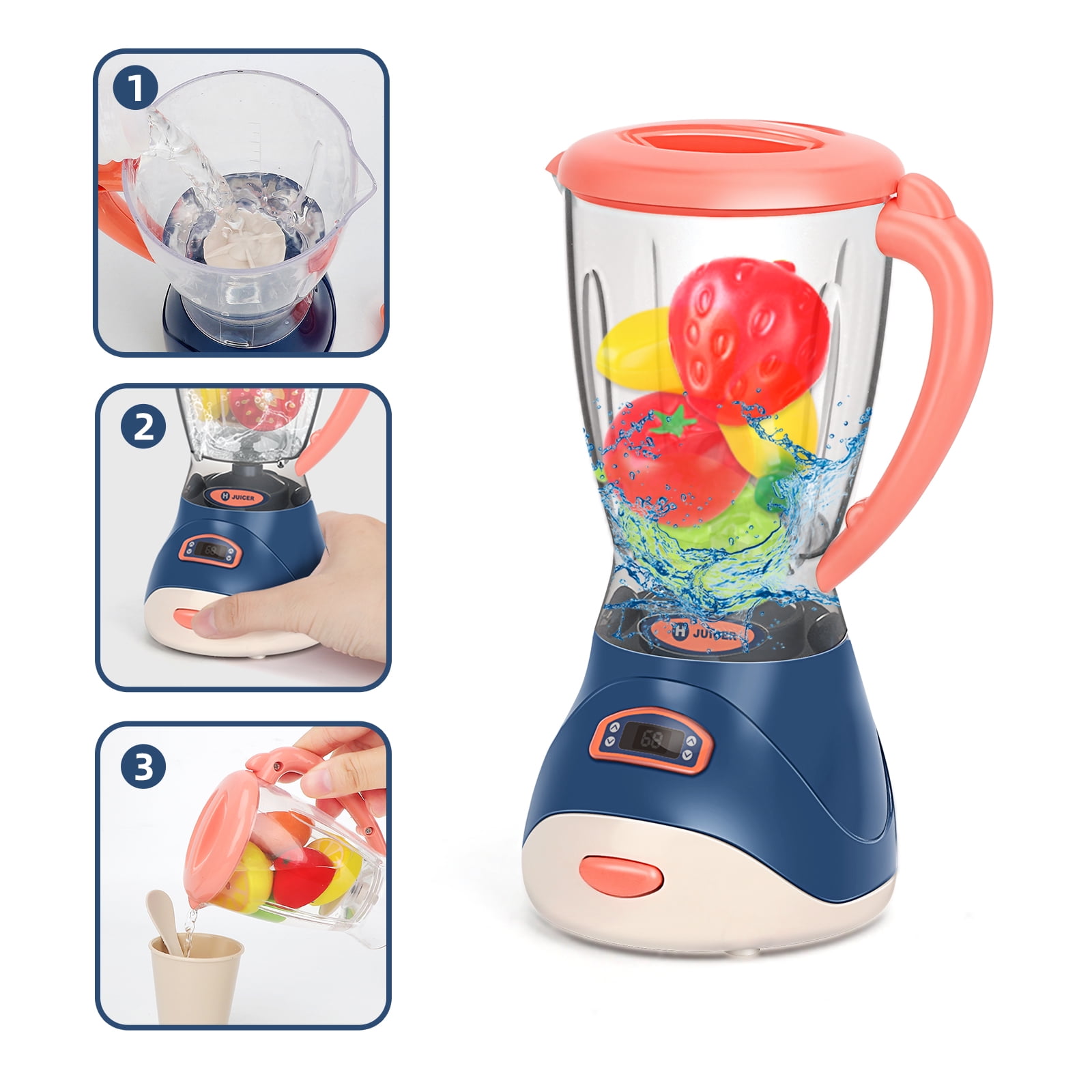 Jumplanma Realistic Kitchen Appliance Play Set with Lights and Sounds (Blue, 4-Piece Set) 7rwl3