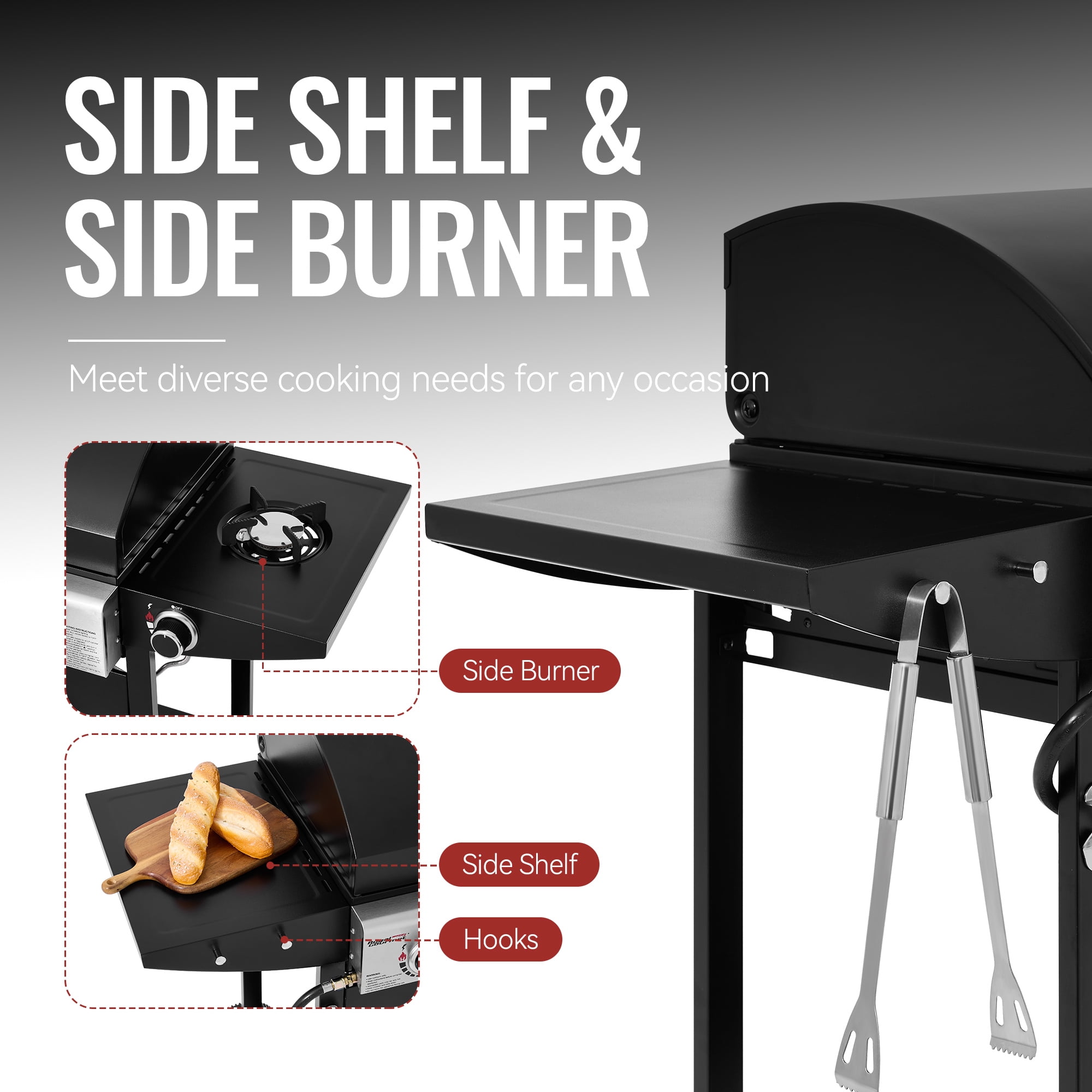 Royal Gourmet GH4001H 4-Burner Gas Grill with Side Burner (Black, 625 sq. in.) j0j68