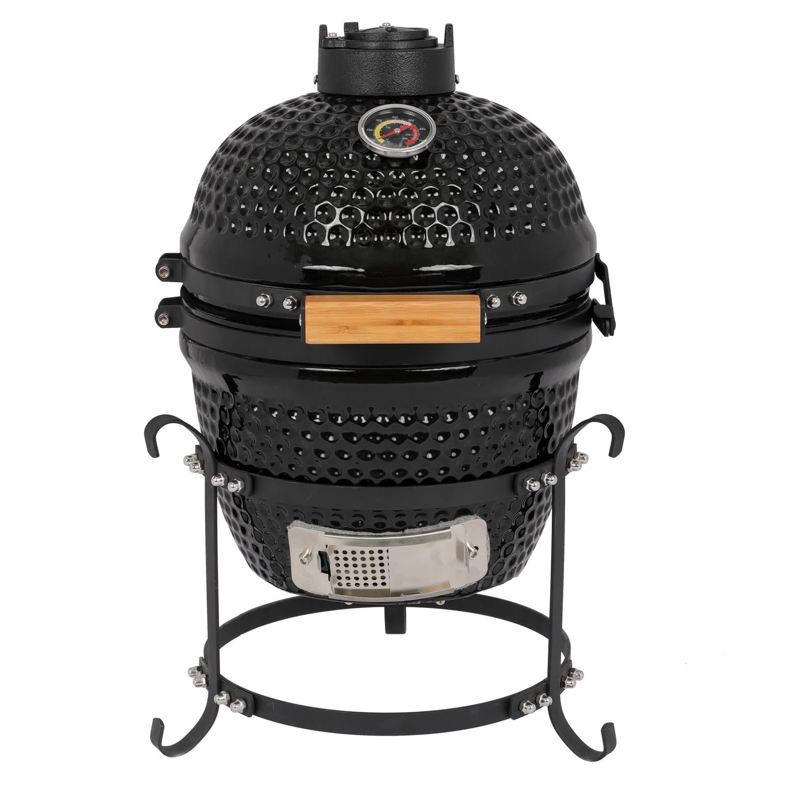 Zimtown Charcoal BBQ Grill, Ceramic Heat-Insulated Outdoor Cooking Station (Black, 13 in) 2p3uw