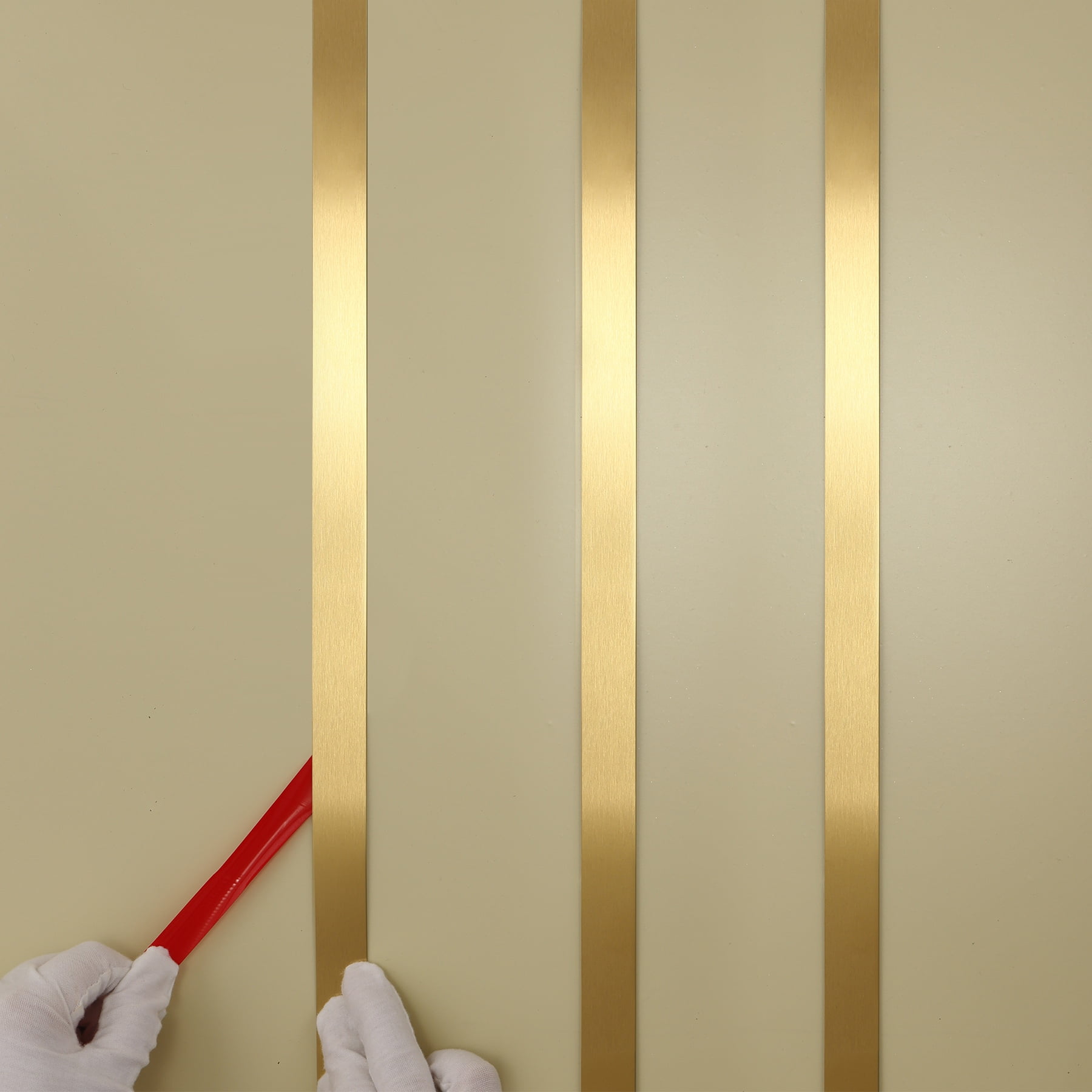 Taaizau Peel and Stick Molding Trim, Flexible Metalized Brushed Gold Wall and Mirror Frame Decor (32.8 ft x 0.4 in) 61ceo