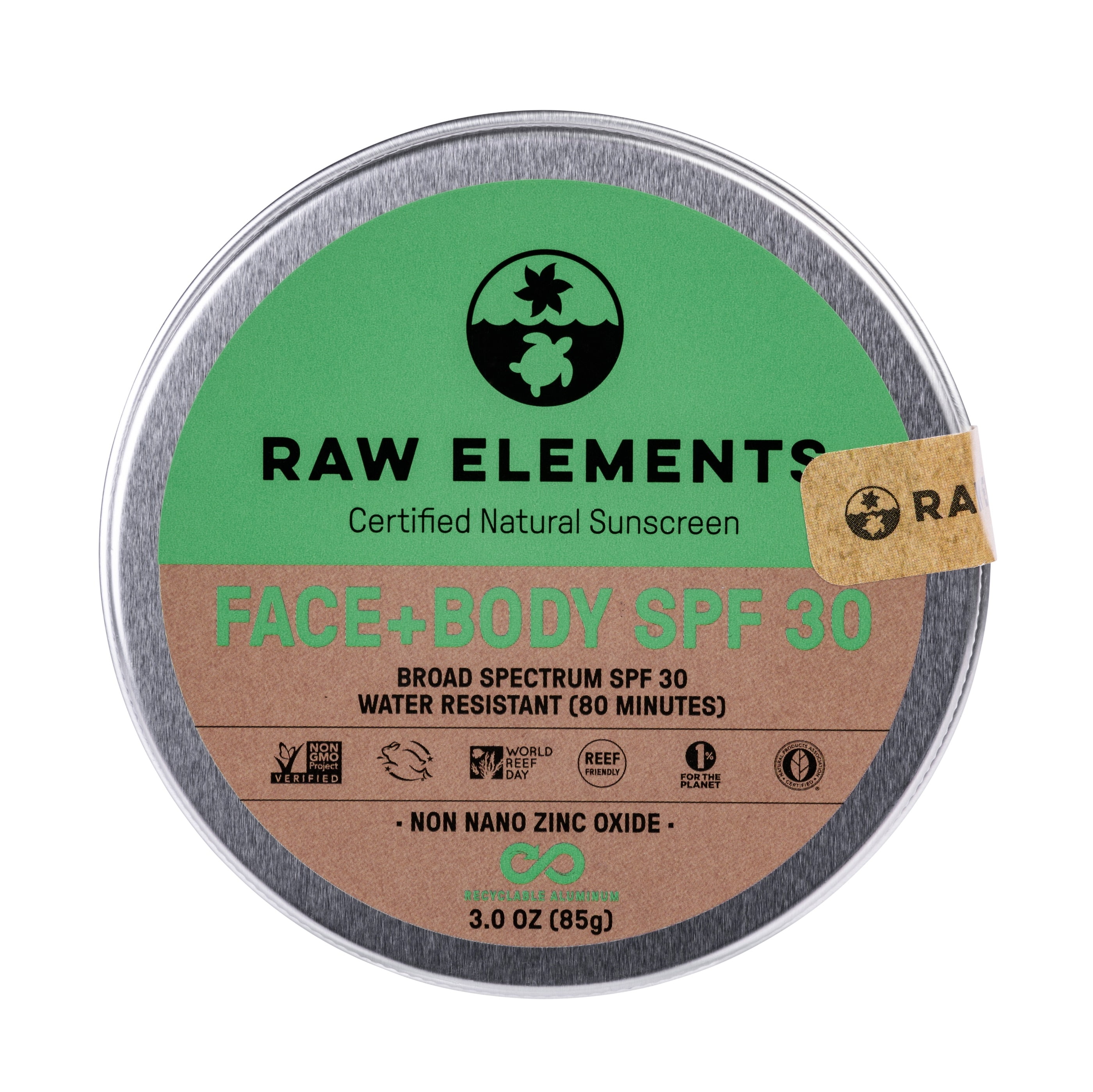 Raw Elements Face + Body Sunscreen SPF 30 Broad Spectrum Protection (3 oz) vn099