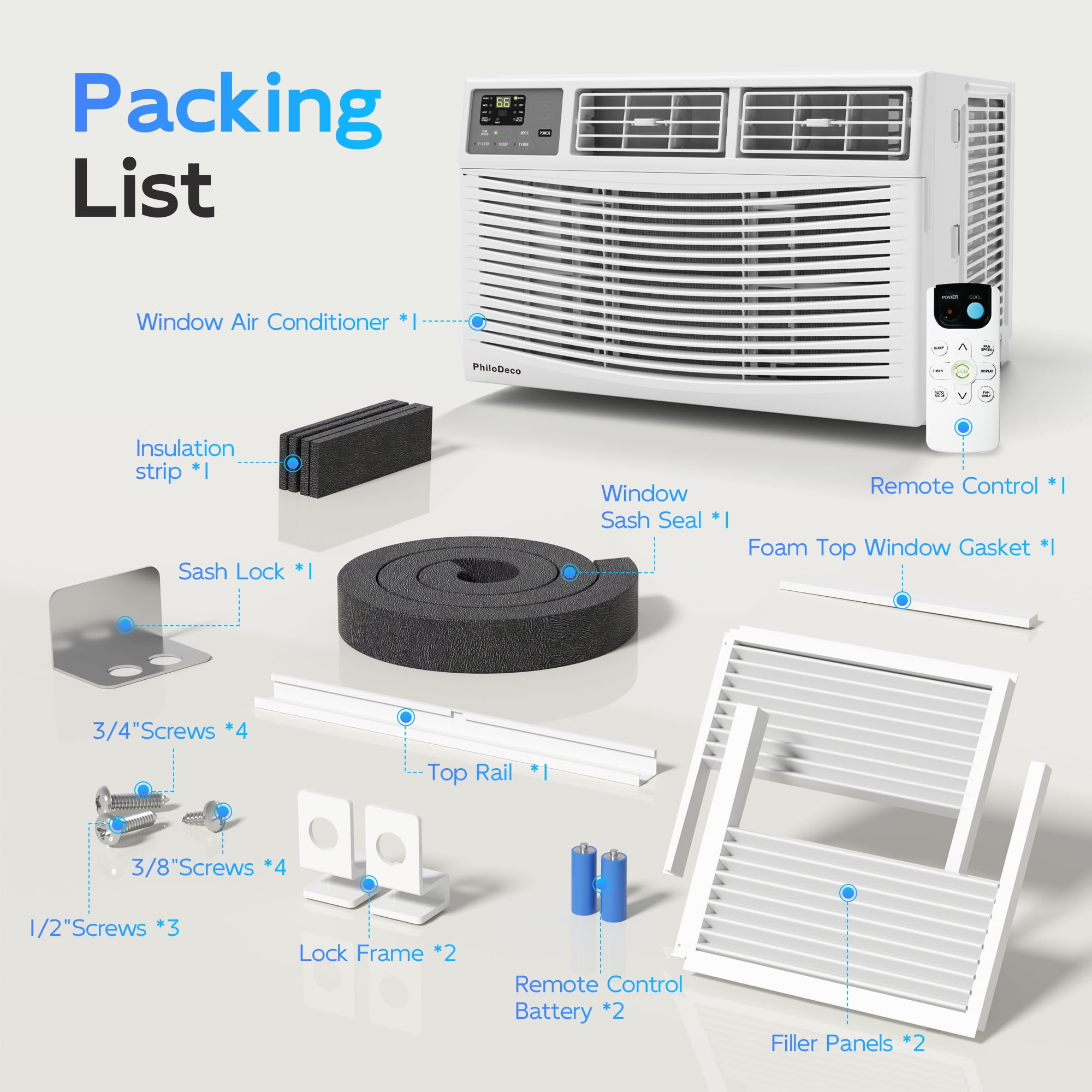 PhiloDeco 14000 BTU Window Air Conditioner, Quiet Cooling for Rooms up to 700 sq ft (White, 14000 BTU) 69s1c