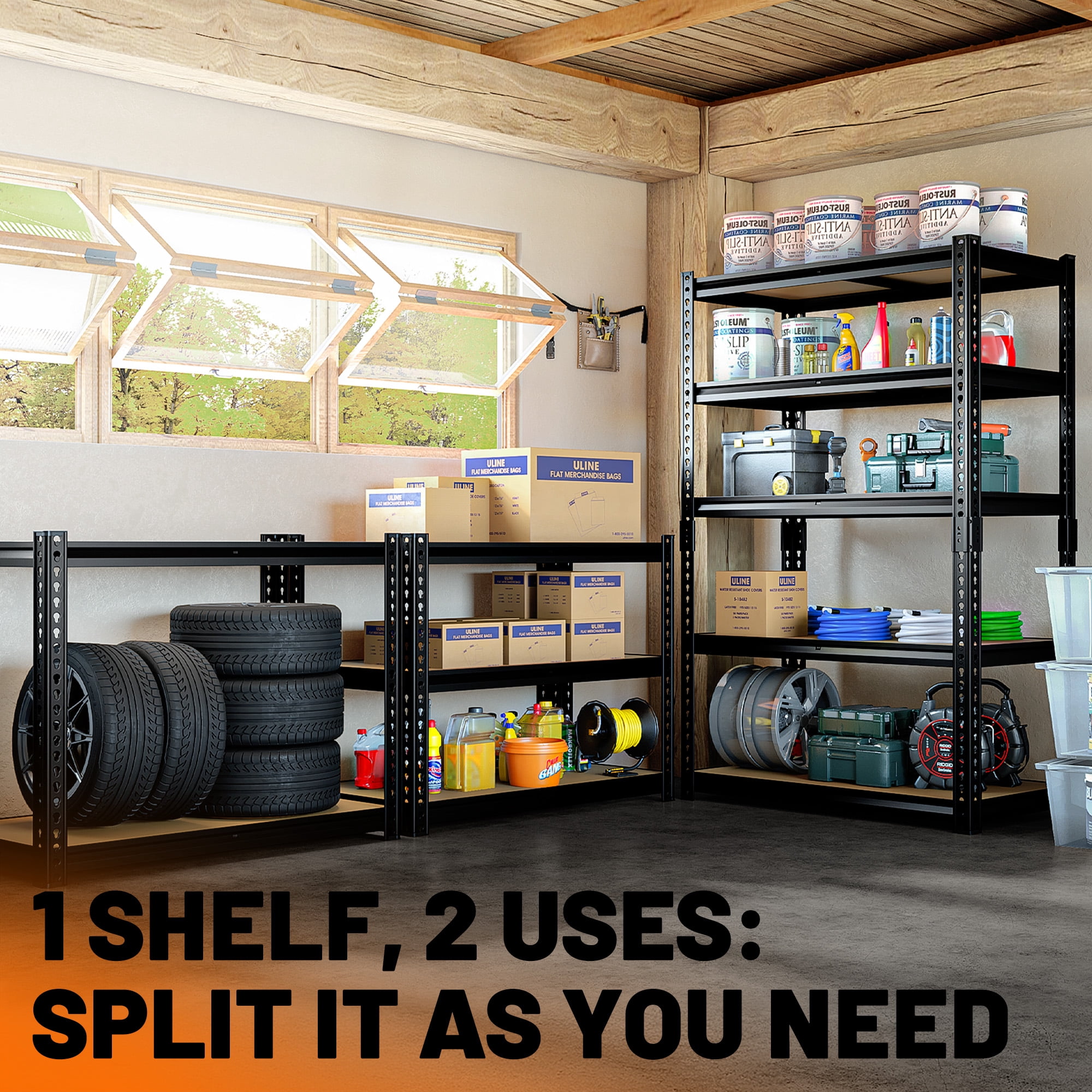 HOKEEPER 5-Tier Heavy Duty Garage Storage Shelving Unit (Black, 35.43 in W x 15.74 in D x 72.05 in H) 9vvsf