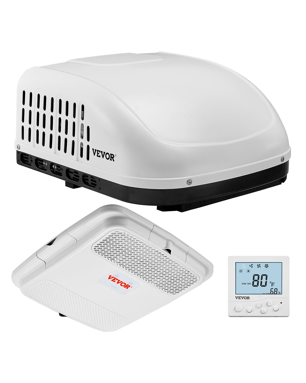VEVOR RV Air Conditioner, 13500 BTU Non-Ducted Rooftop AC Unit, Quiet Cooling System for Campers and Trailers (White, 14.25 x 14.25 in) pwd3k