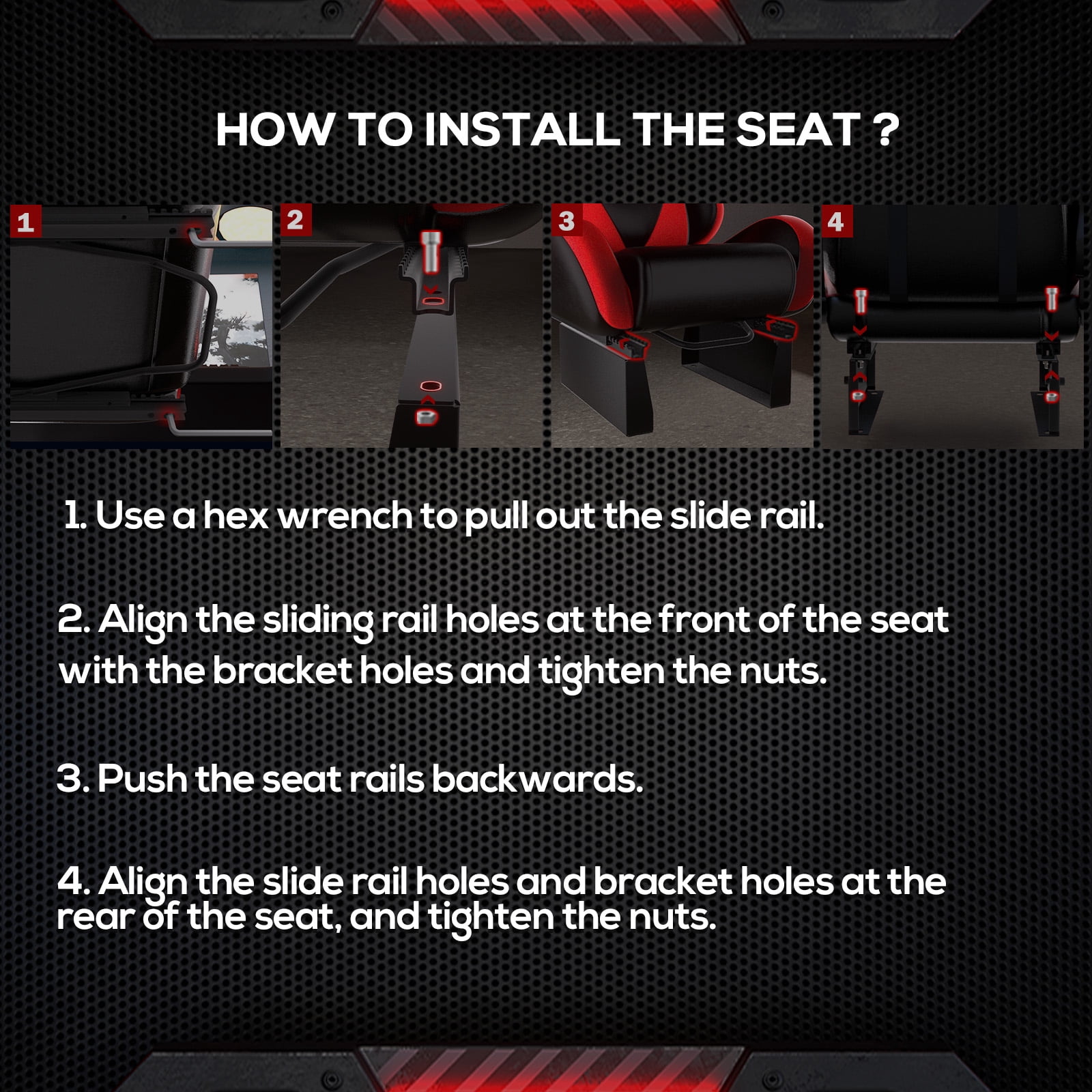 Supllueer Aluminum Racing Simulator Cockpit with Adjustable Seat and Triple Monitor Stand (Black) ve1yv
