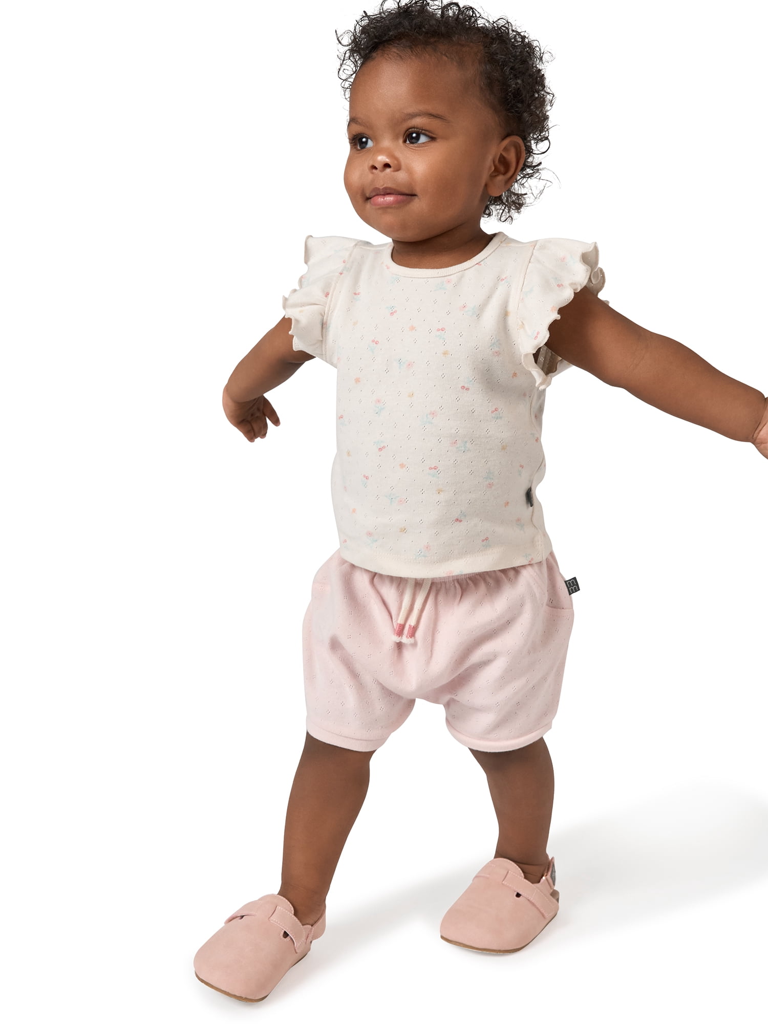 Modern Moments by Gerber Baby Girl Organic Cotton Flutter Sleeve Top (Pink, 0-3 Months) ddv7j