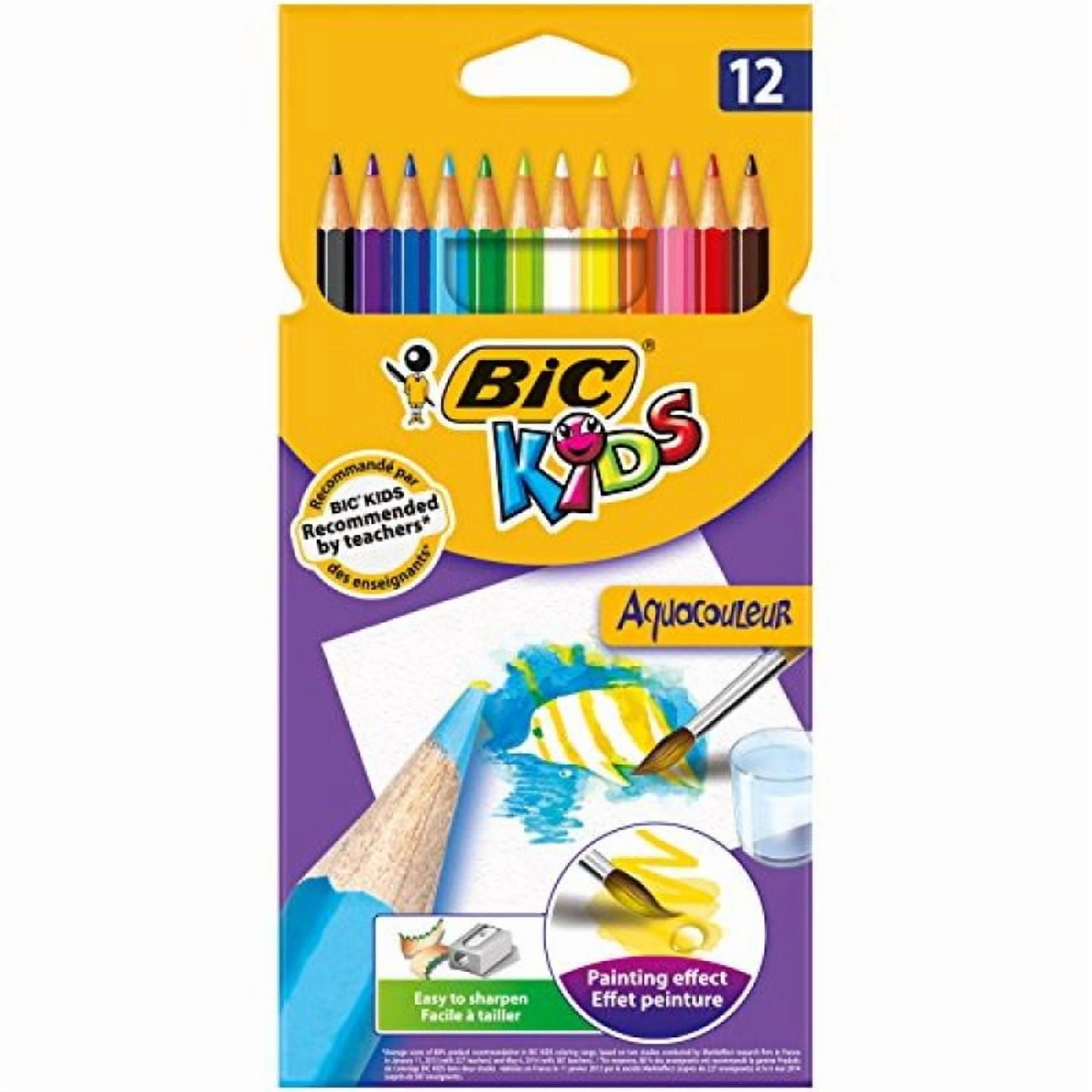 BIC Kids Aquacouleur Coloring Pencils (Vibrant Assorted Colors, 12-Pack) f3ofw