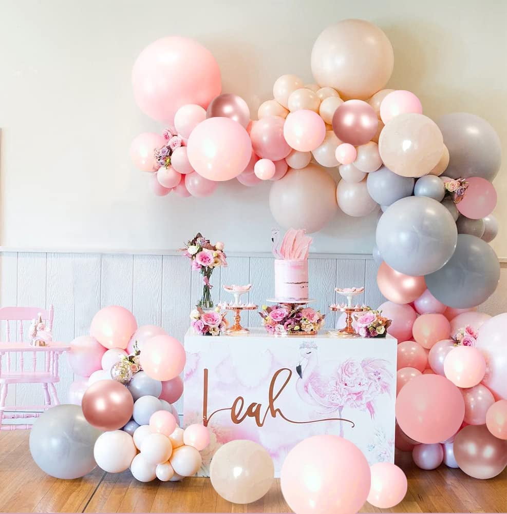 MMTX 121pcs Peach Pink Balloon Garland Arch Kit for Birthday Wedding Party Decoration (Pink, 121 Pieces) w36jm