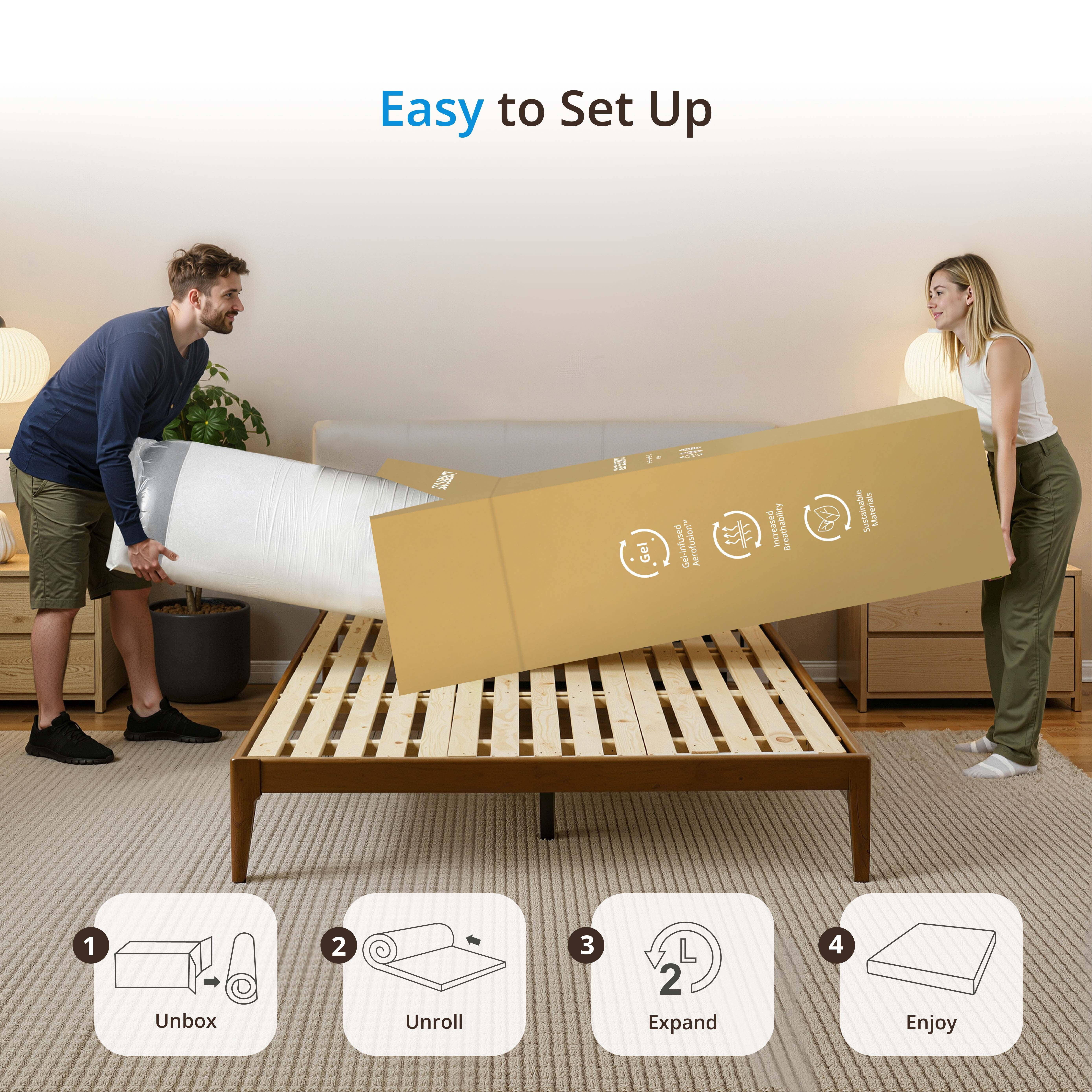 EGOHOME Serenity Queen Mattress, 10 in Gel Memory Foam Mattress, Medium-Firm Support (Queen) 62at4