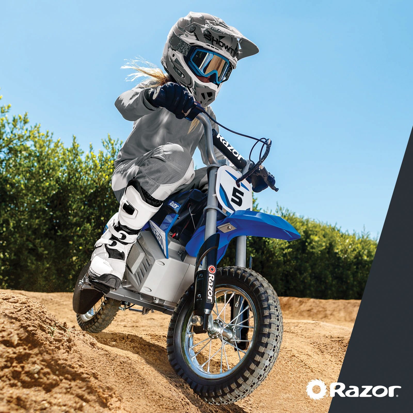 Razor Dirt Rocket MX350 Electric Dirt Bike (Blue, 43.7 in x 28 in x 21.7 in) njajz