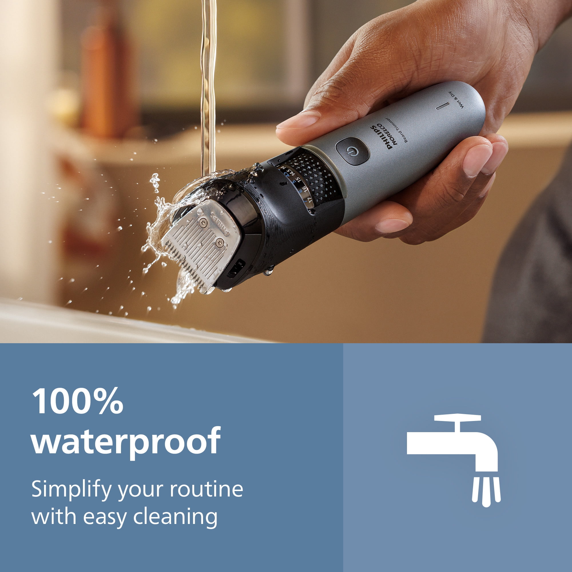 Philips Norelco Beard Trimmer 7000 Series, Waterproof Electric Grooming Kit with 40 Length Settings (Silver) szsn8