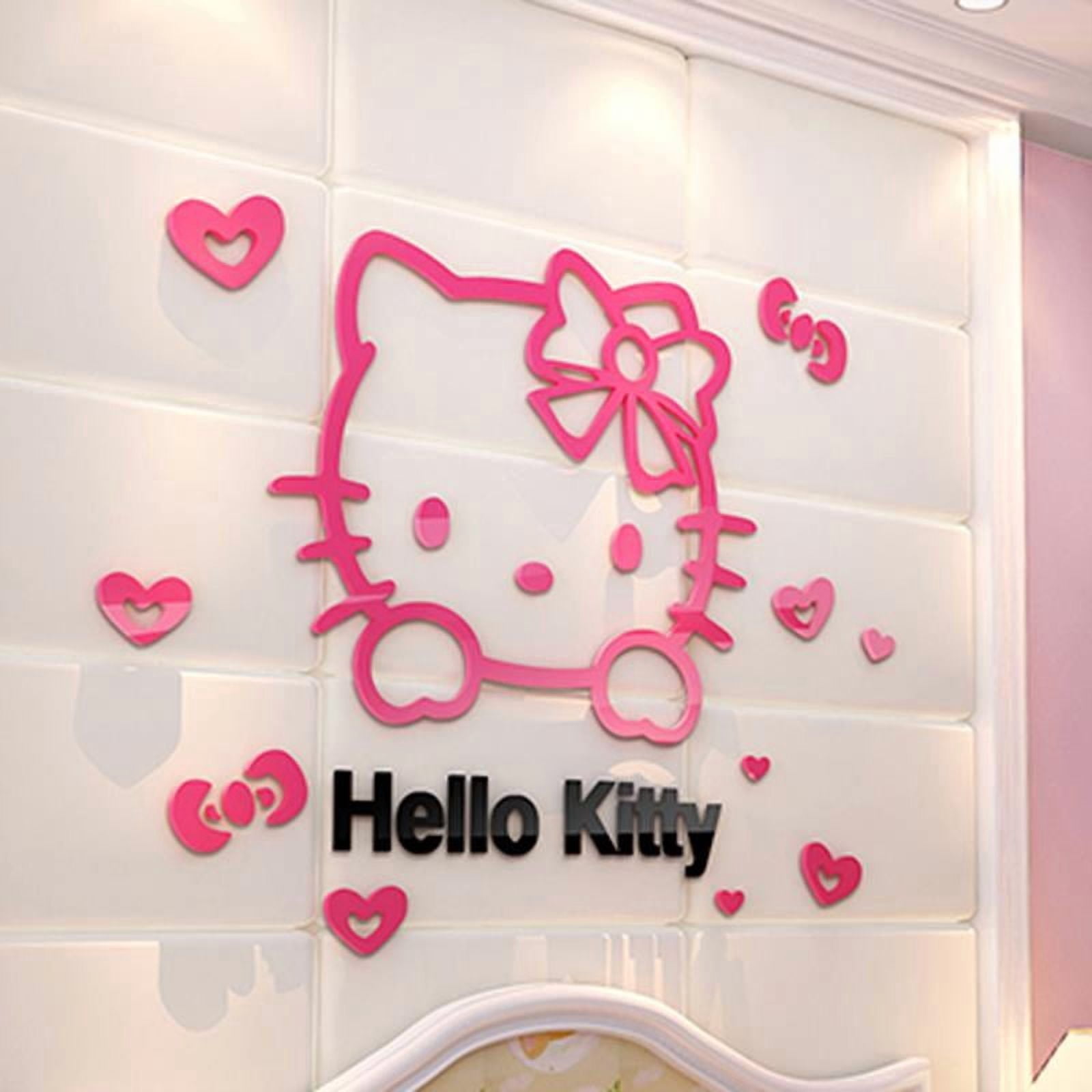 LELE Hello Kitty 3D Wall Decals Cartoon Bedroom Decor (Pink, 12 in x 12 in) k3qjn