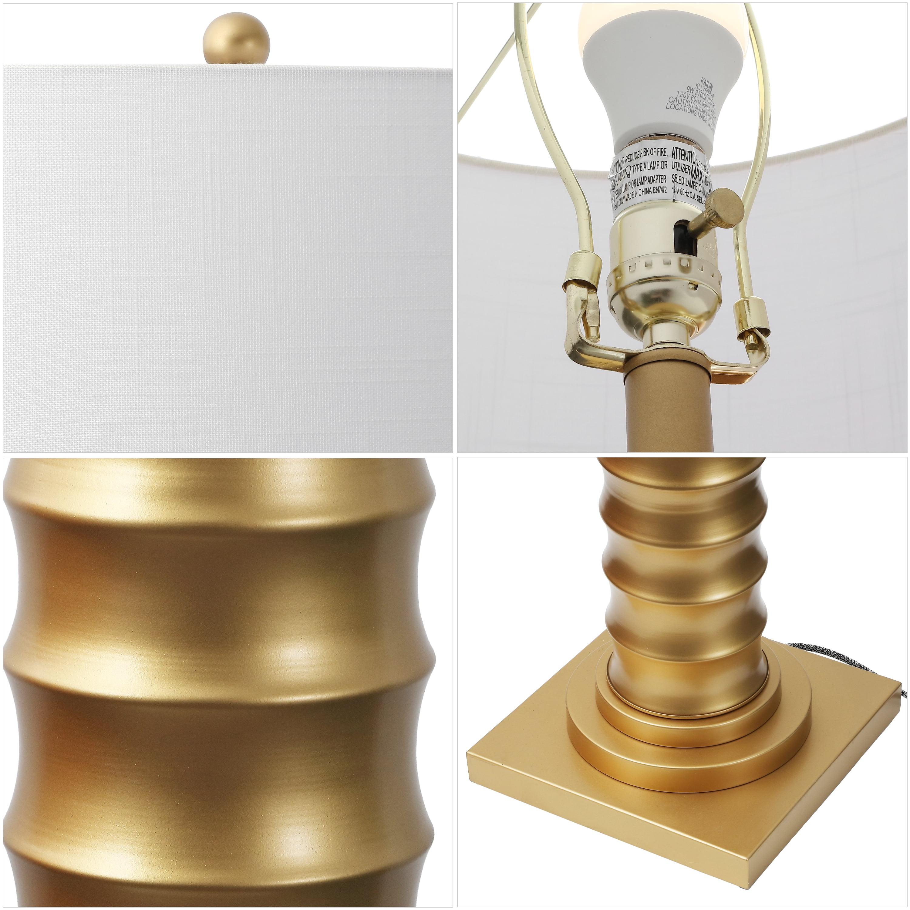 JONATHAN Y Serena Metal LED Floor Lamp, Modern Glamour Lighting with Cotton Shade (Gold, 63 in) x3lgt
