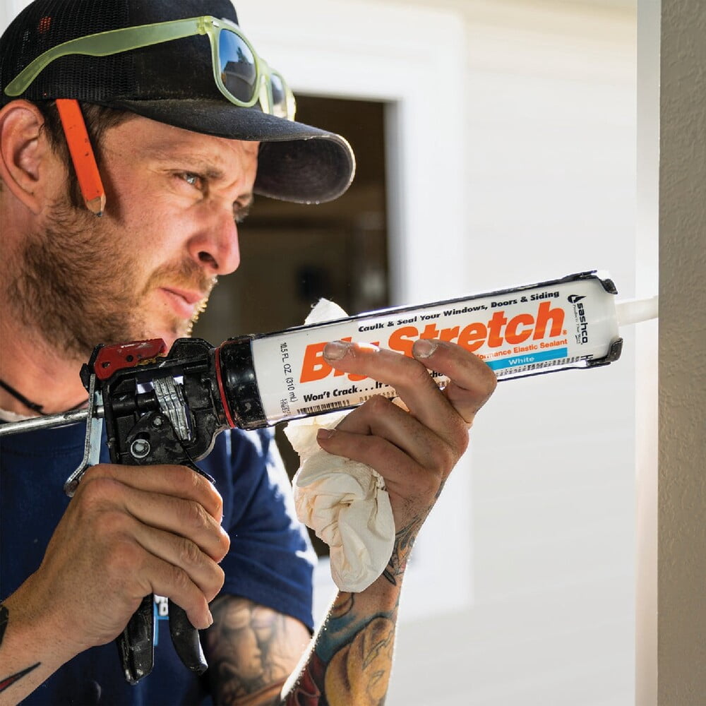 Sashco Big Stretch Acrylic Latex Caulk, Flexible and Crack-Proof Sealant (Tan, 10.5 oz) b2059