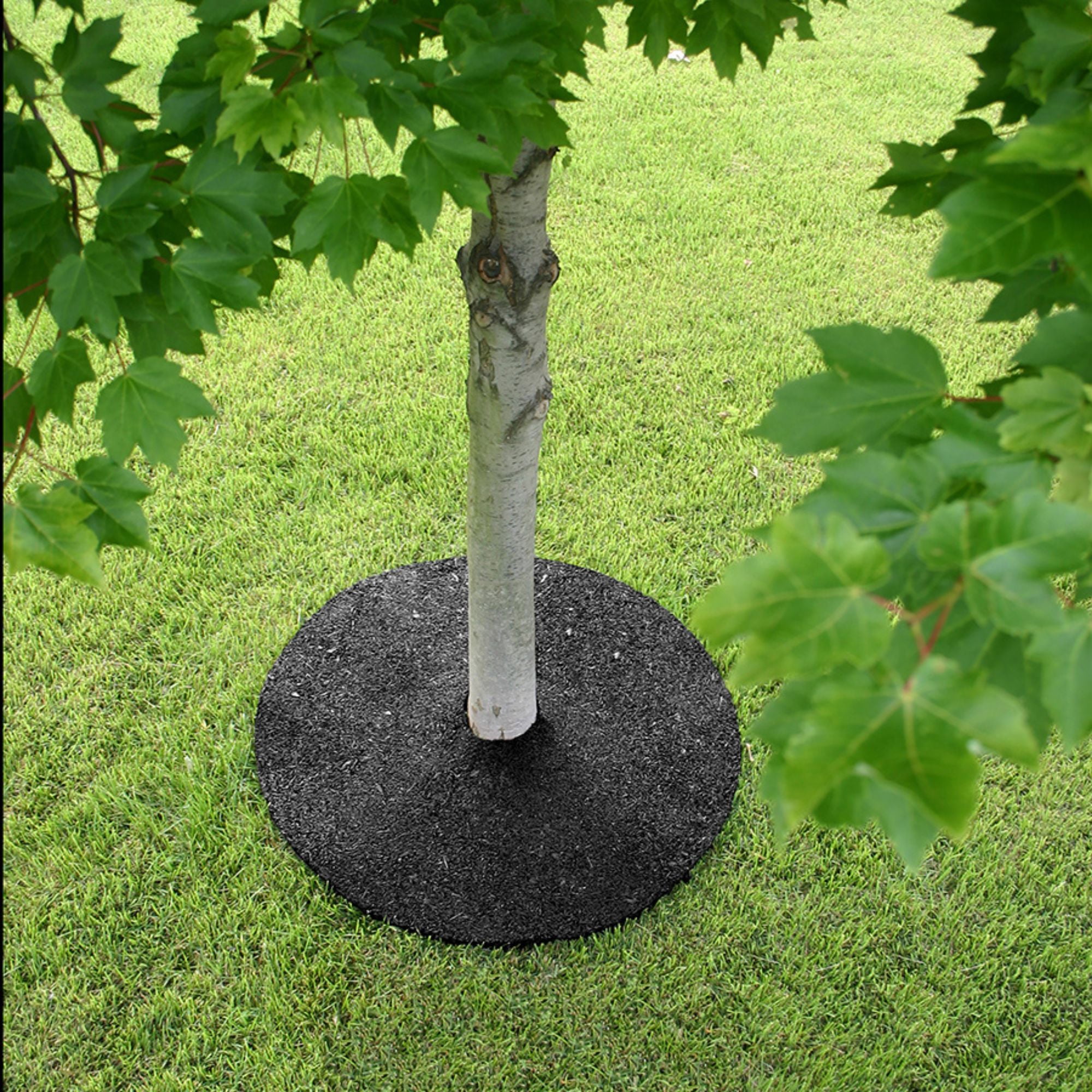 GroundSmart Rubber Mulch Tree Ring, Weed Barrier and Erosion Control (Black, 24 in, 3 Pack) hm03l