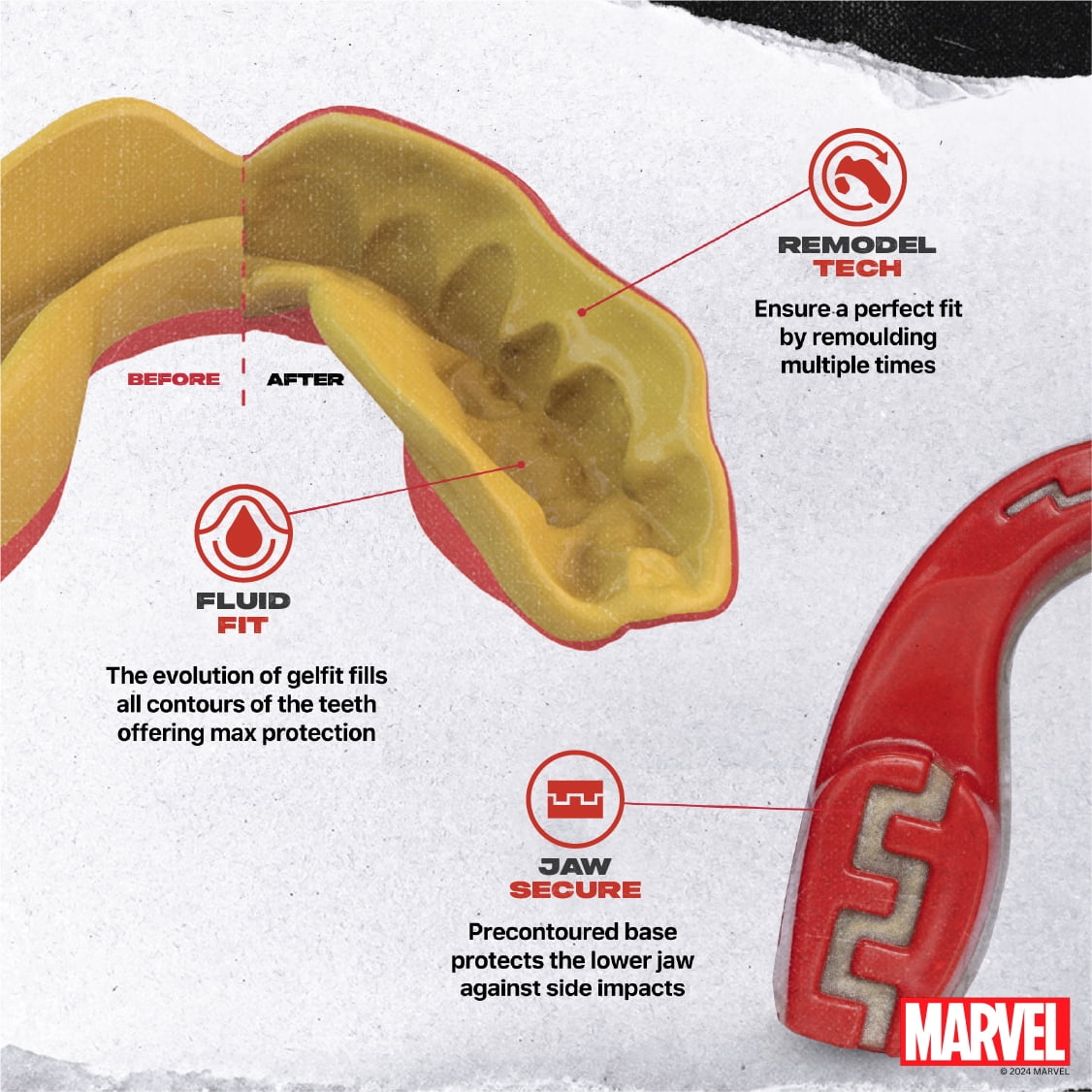 SAFEJAWZ Iron Man Metallic Mouth Guard with Protective Case (Adults, One Size) fzir7