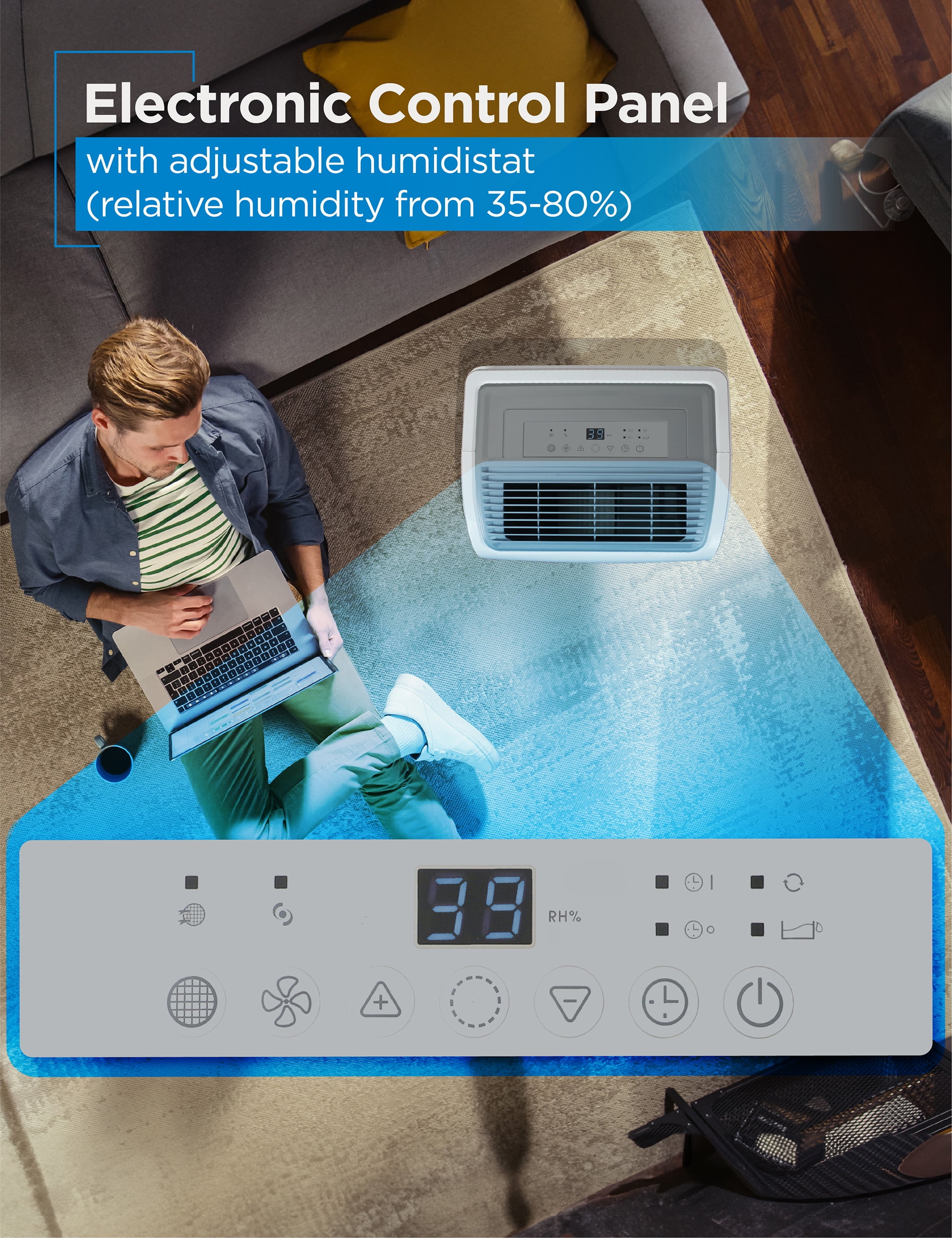 BLACK+DECKER 50 Pint Whole House Dehumidifier with Built-in Pump for 4500 Sq Ft Spaces (White) e4j3j