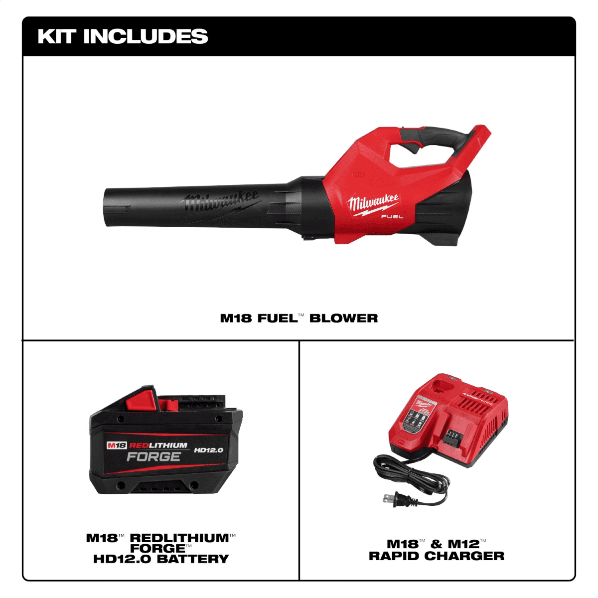 Milwaukee M18 FUEL Brushless Cordless Leaf Blower Kit with 12.0 Ah FORGE Battery and Rapid Charger (120 MPH, 500 CFM) gd7y5