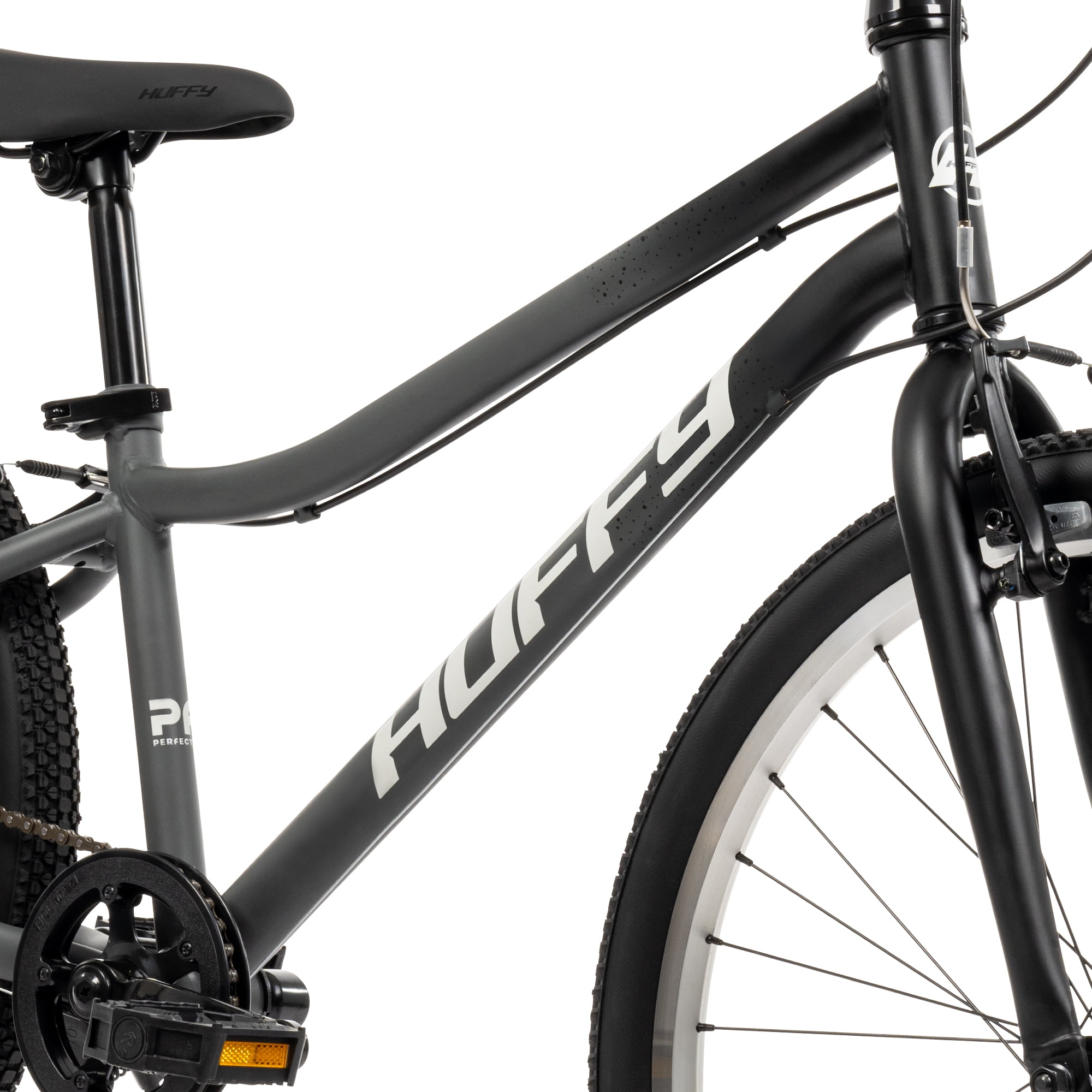 Huffy 24-Inch GRM Kids Bike, 7-Speed Drivetrain, Perfect Fit Frame, Dual Hand Brakes (Cool Gray, 24 in) baefv