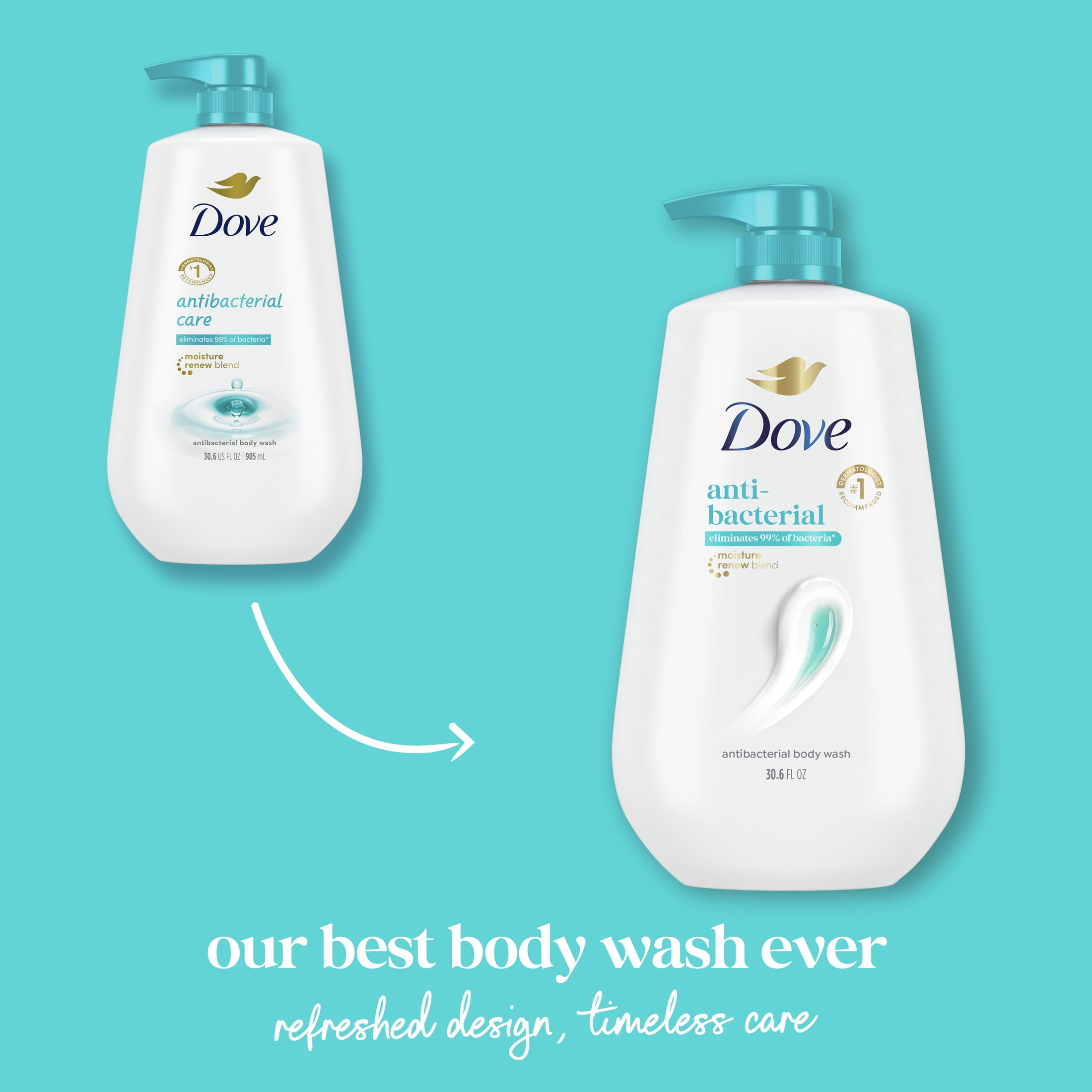 Dove Care and Protect Antibacterial Body Wash, Moisturizing Daily Cleanser (3 Pack, 30.6 fl oz) jbted