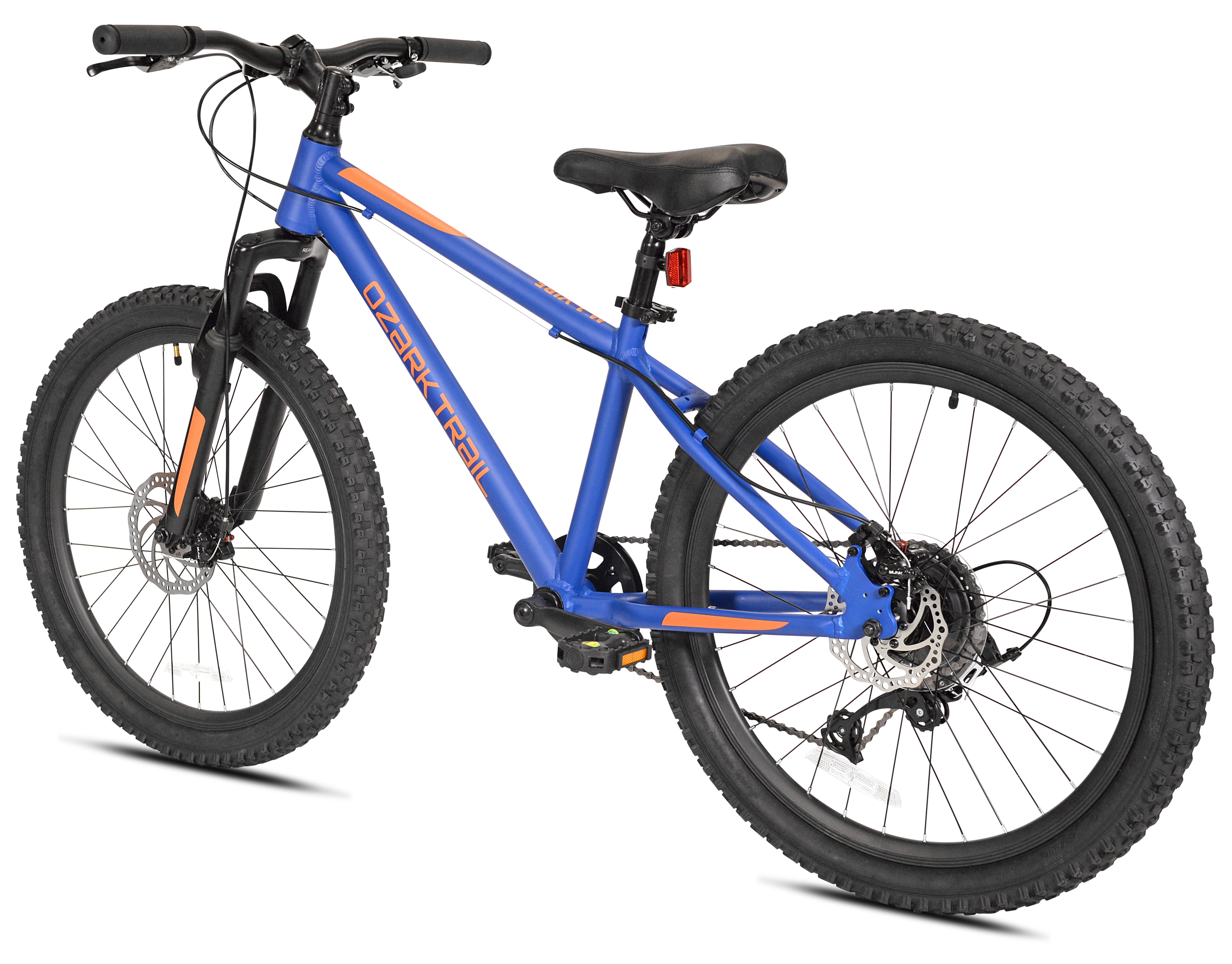 Ozark Trail 24 in M.1 Mountain Bicycle, 8 Speed, Lightweight Aluminum Frame, Front Suspension (Blue, 24 in) 6cyzi