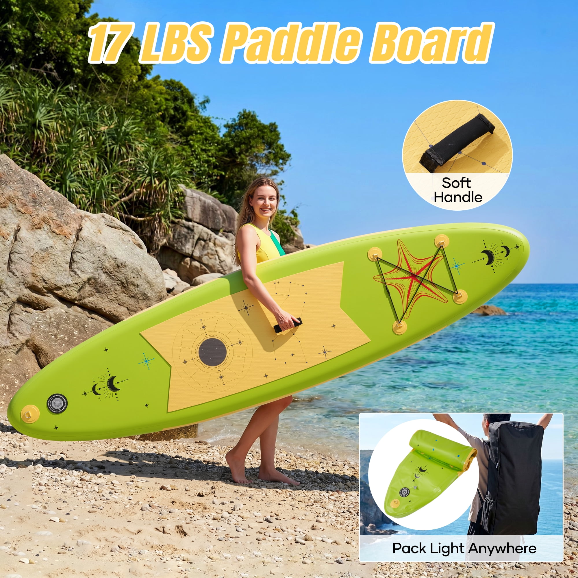Naipo Inflatable Stand Up Paddle Board with Full SUP Accessories (Avocado Green, 10 ft) v8avu