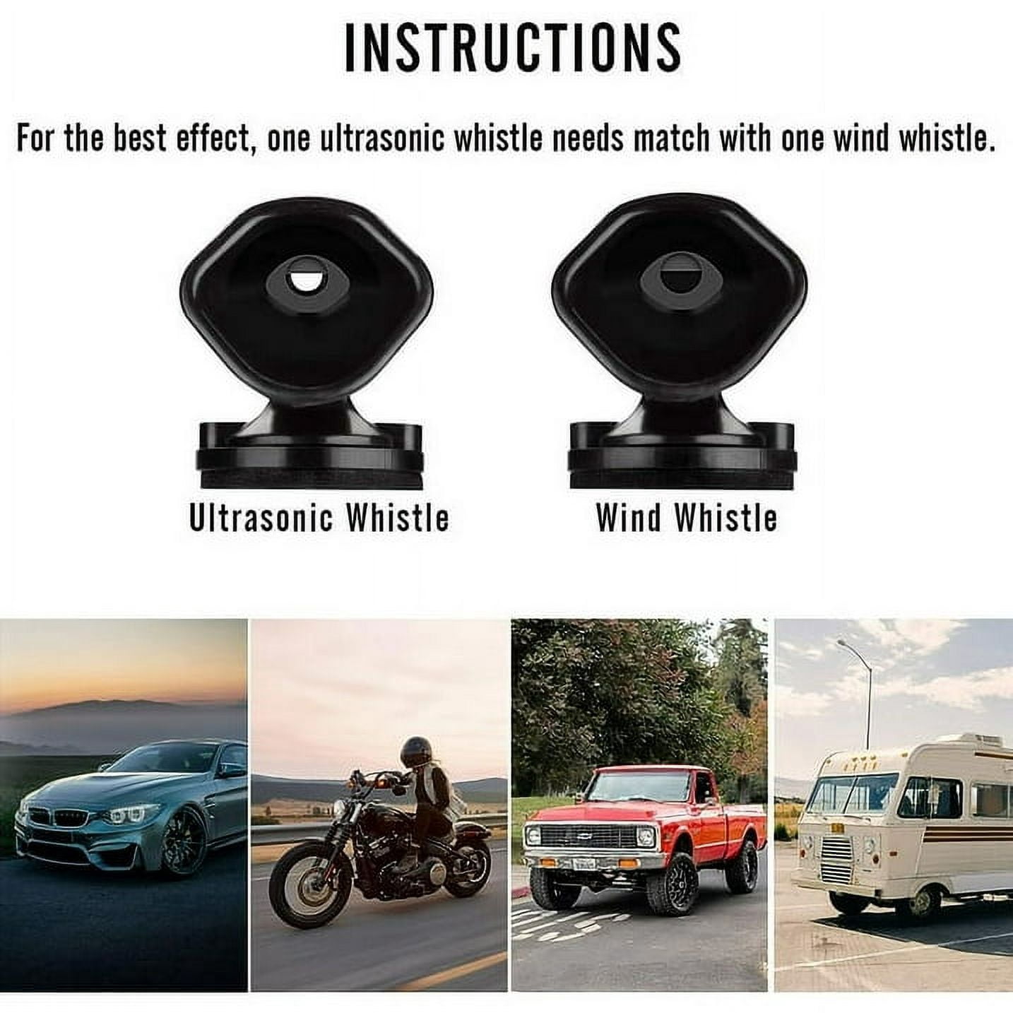 USTOP Deer Warning Whistles for Cars and Motorcycles, Ultrasonic Animal Alert Safety Device (Black, 10 Pack) plrlu