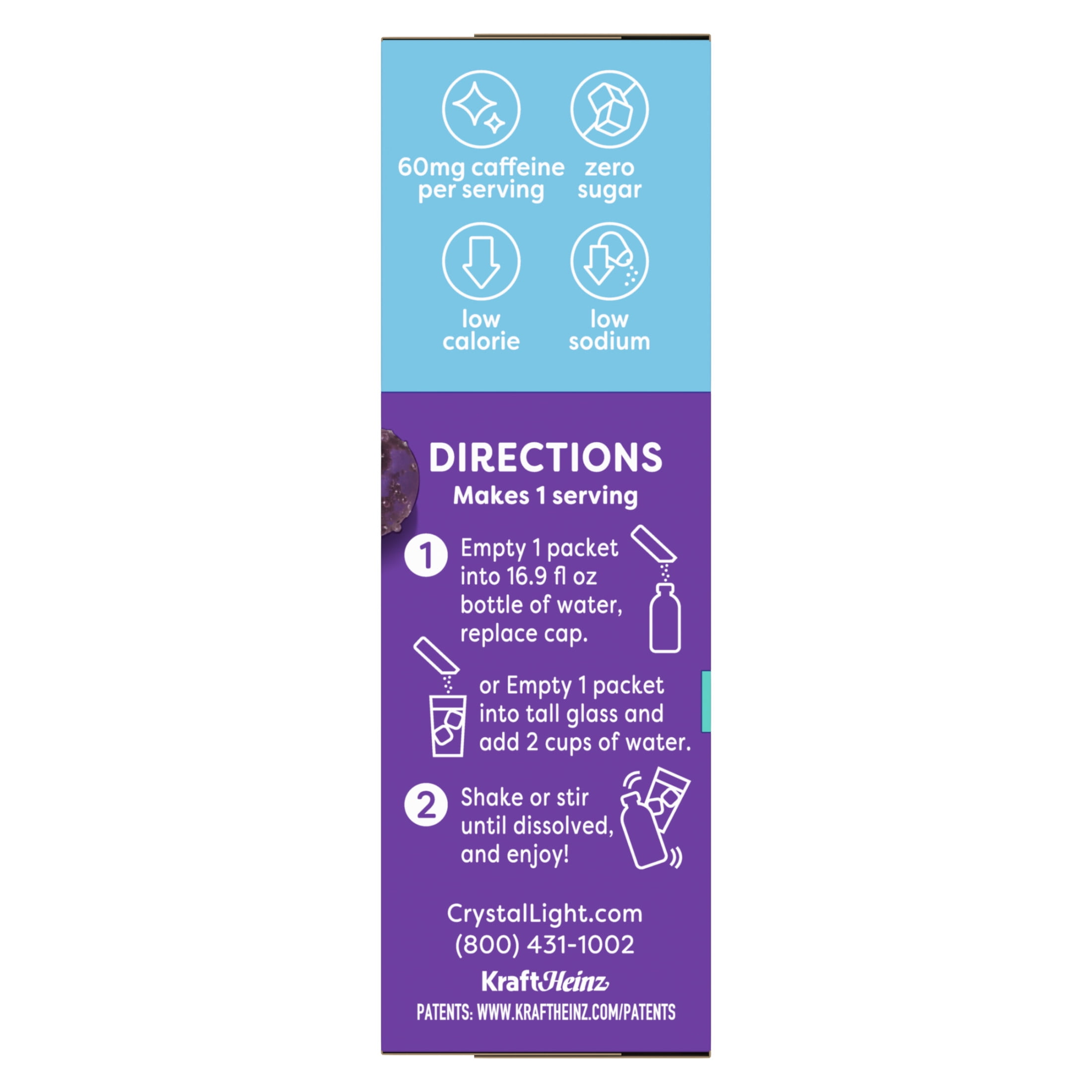 Crystal Light Grape Drink Mix with Caffeine, Zero Sugar, On-the-Go Powdered Hydration (3 Pack, 1.1 oz) 9jjse