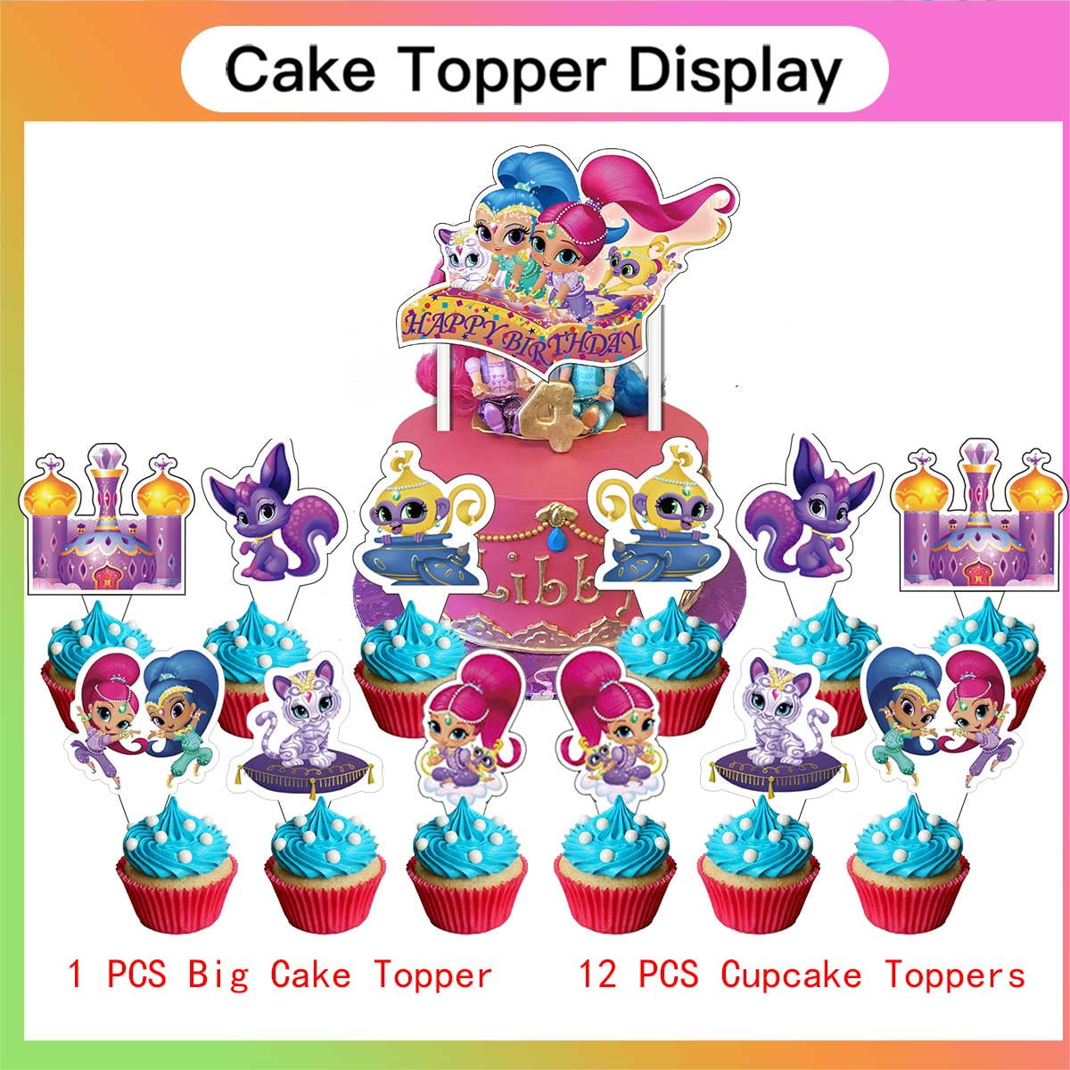 Liuyuandaoer Shimmer and Shine Birthday Party Supplies Set (Multi-color, 1 Set) fucip