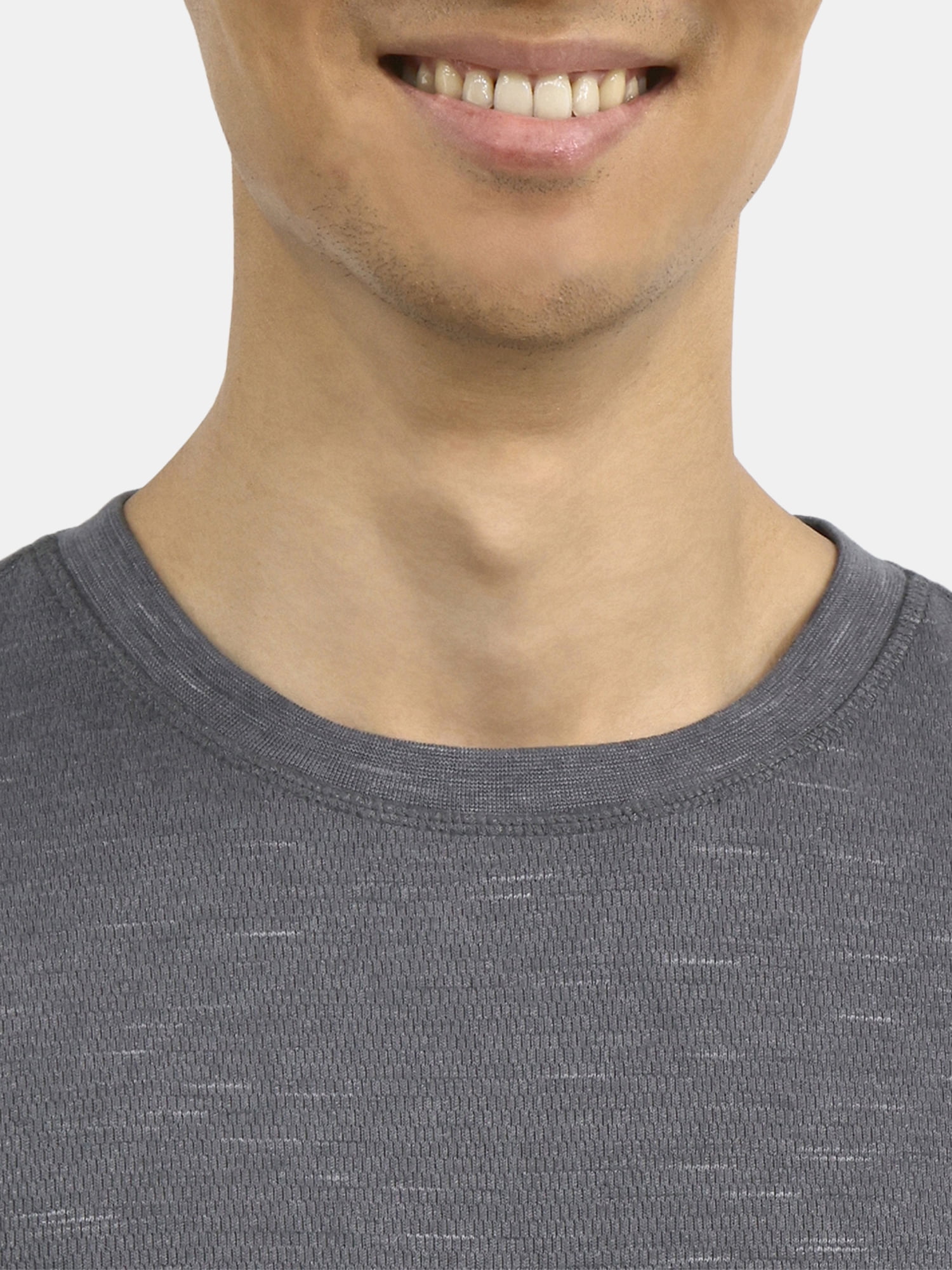 George Men's Slub Texture Thermal Shirt Long Sleeve Crewneck (Grey, XS) mb9t8
