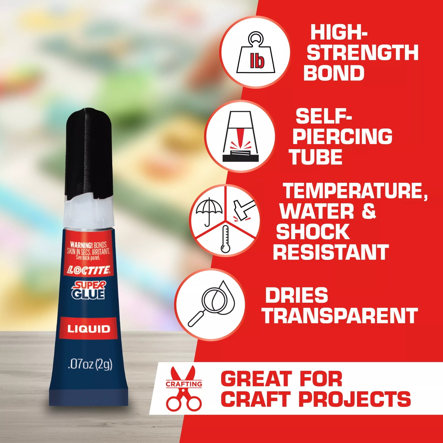 Loctite Super Glue Liquid Adhesive, Fast-Acting High-Strength Bond for Crafts and Repairs (Clear, 0.14 oz Total) wsjhu