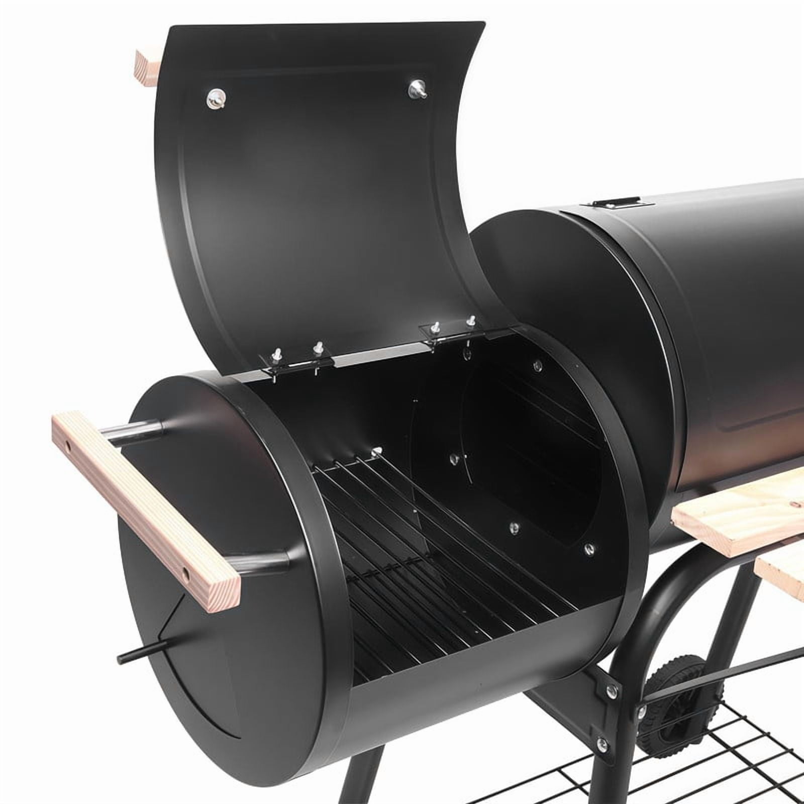 Gundir Charcoal Grill with Offset Smoker, Outdoor BBQ Grill with Thermometer and Adjustable Damper (Black, 44 in) zzc60