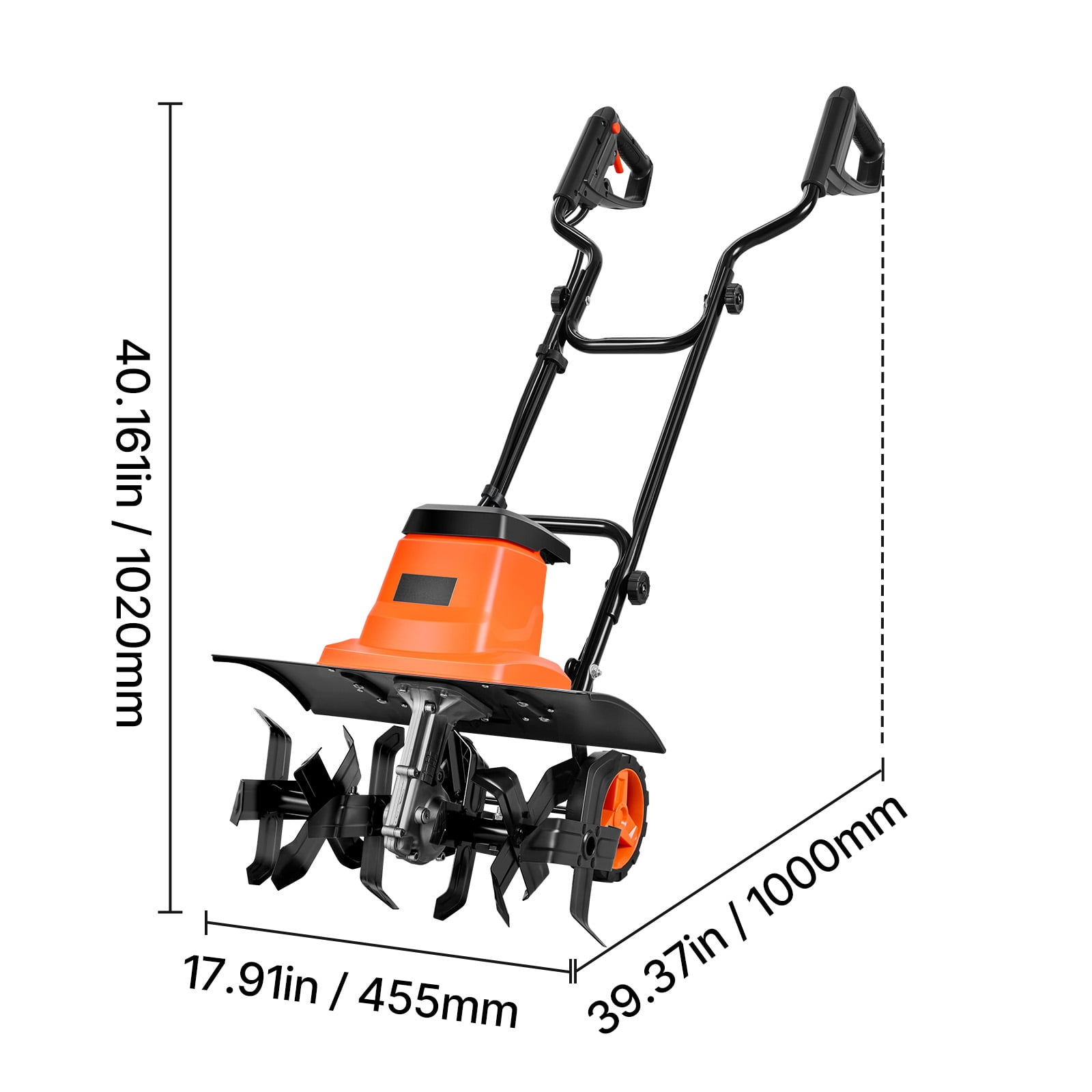 KFFKFF Corded Electric Tiller, 13.5-Amp Garden Rototiller with 18in Tilling Width and Foldable Handle (18 in) 92cpi