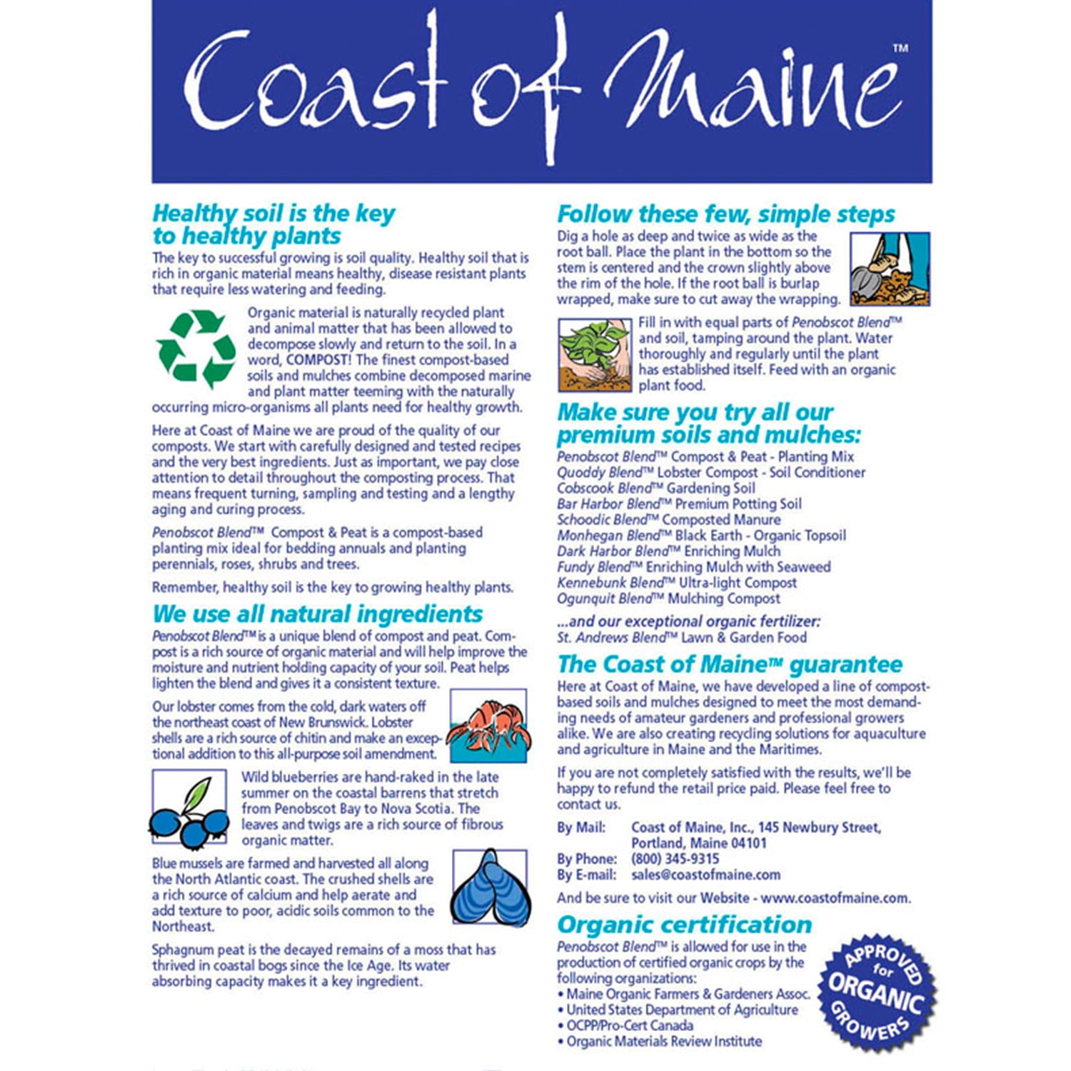 Coast of Maine Penobscot Blend Organic Compost and Peat Mix (1 cu ft) 3nslw